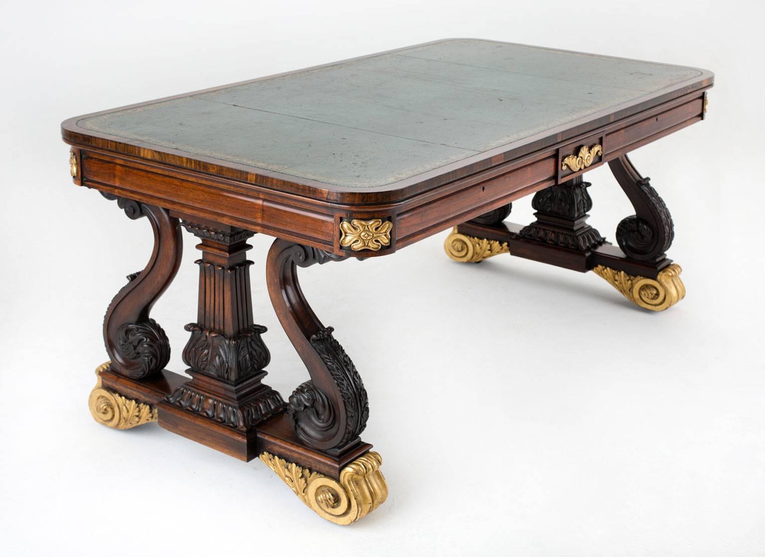 Important English George iv Brazilian Rosewood Library Table For Sale 4