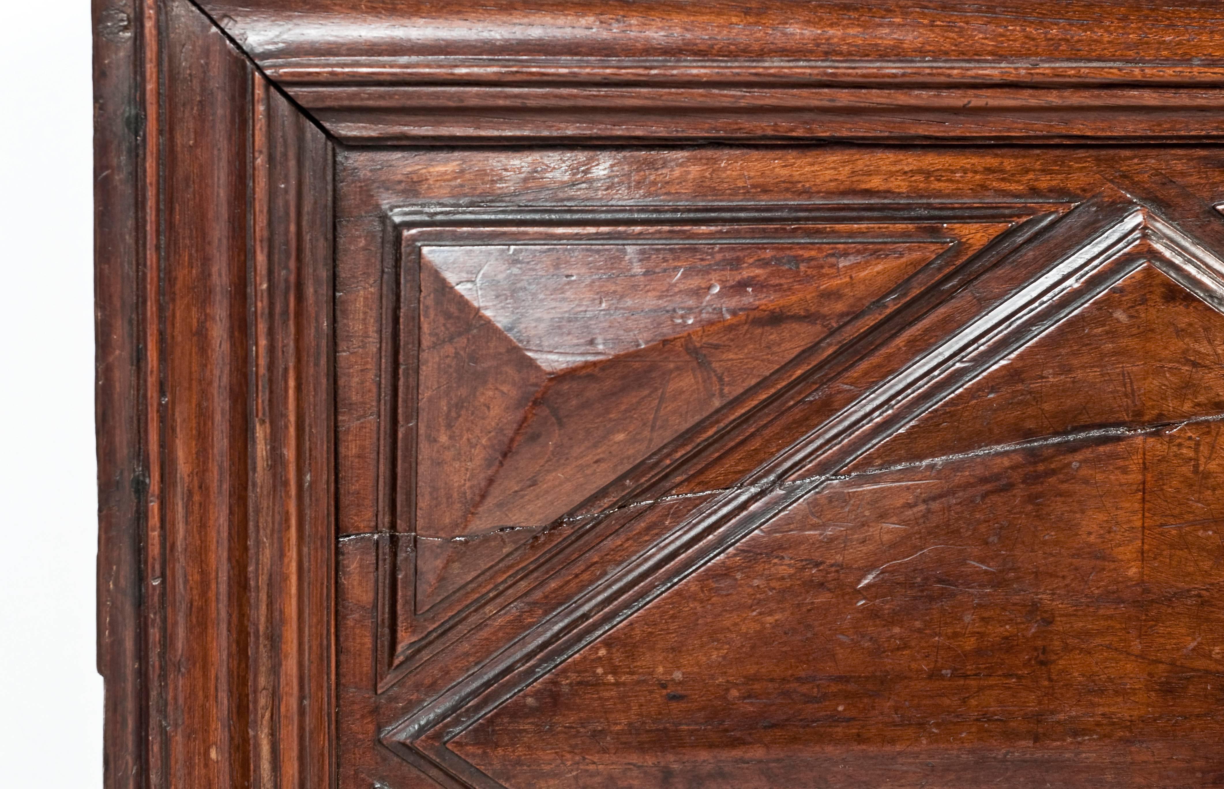 18th Century French Walnut Geometric Panelled Coffer For Sale 2
