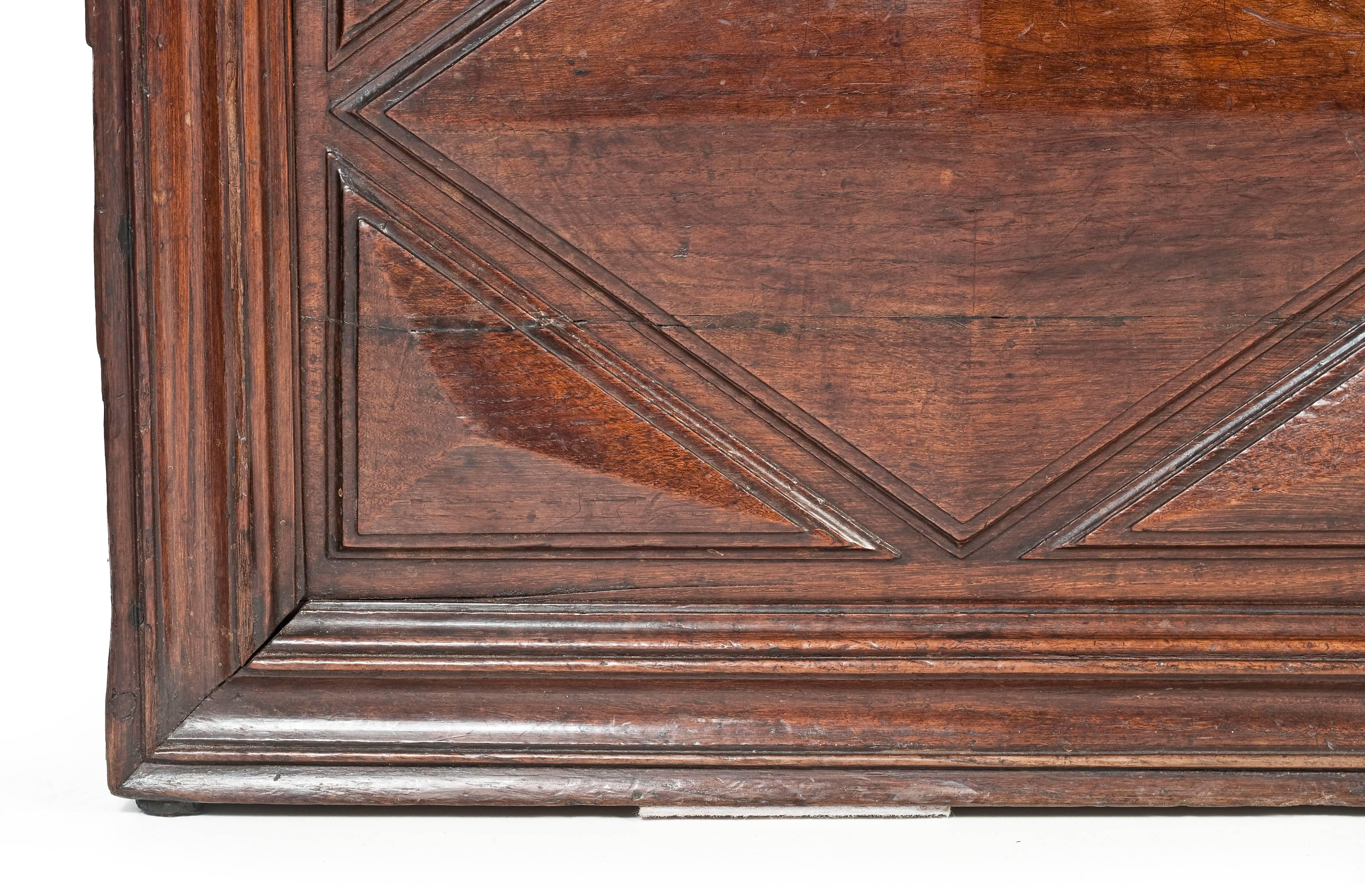18th Century French Walnut Geometric Panelled Coffer For Sale 3