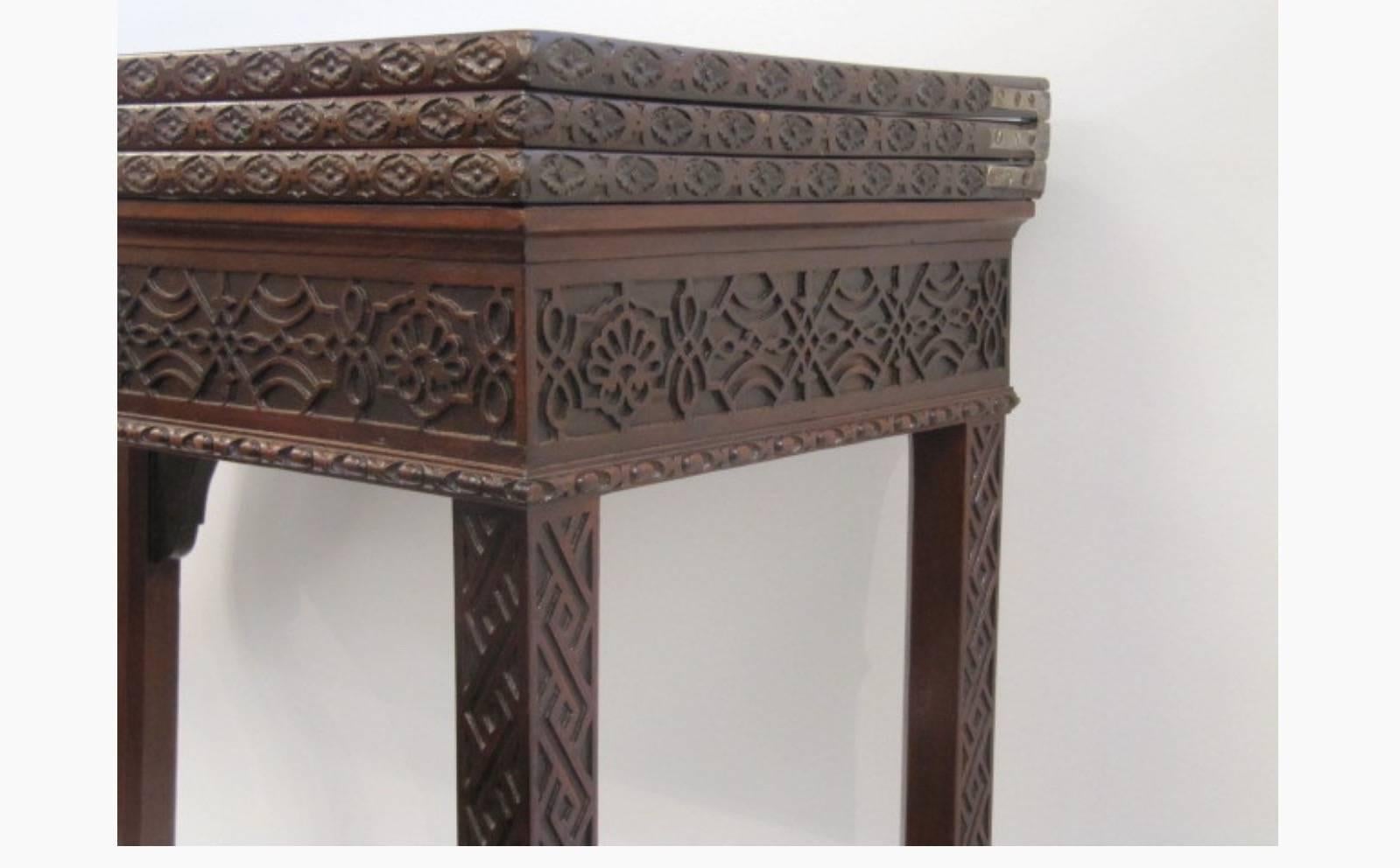 Rare 18th Century English Mahogany Chippendale Carved Triple Tier Games Table For Sale 3