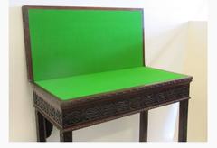 Rare 18th Century English Mahogany Chippendale Carved Triple Tier Games Table