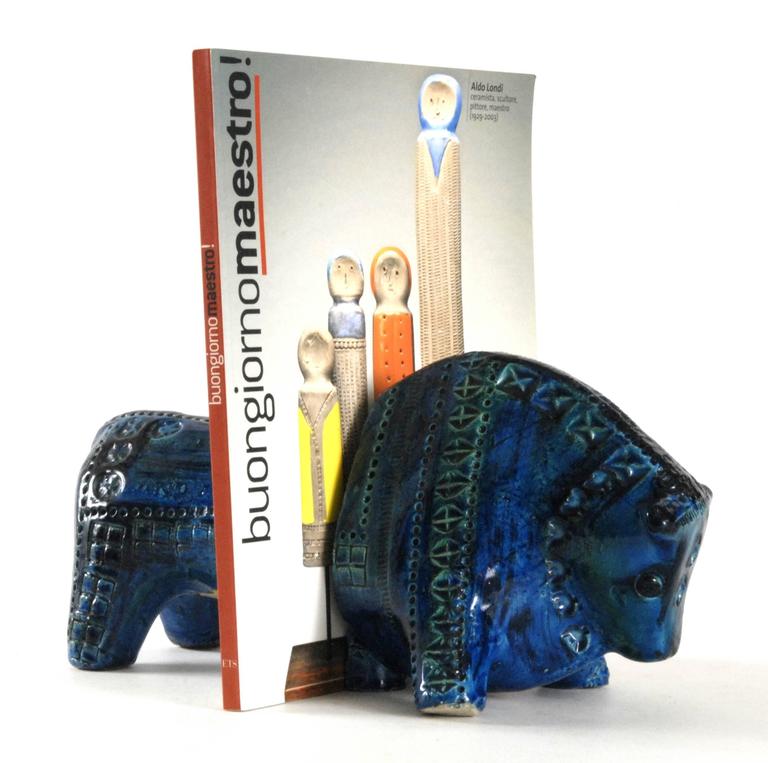 Bitossi, Londi Designed 'Rimini Blu' Bull Bookends, circa 1965, Italy ...