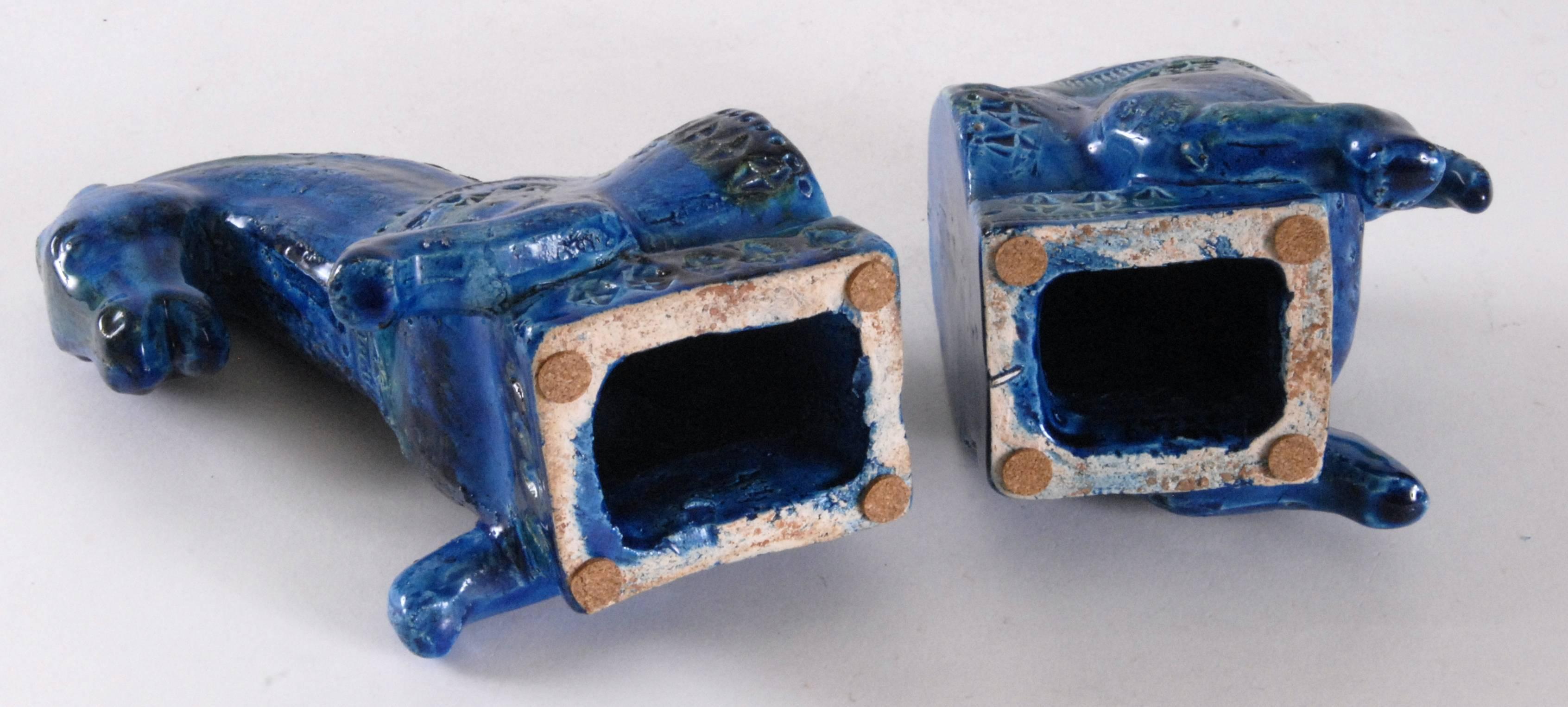 Mid-20th Century Bitossi, Londi Designed 'Rimini Blu' Horse Bookends, circa 1965, Italy