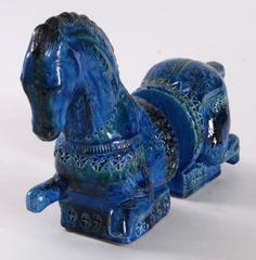 Bitossi, Londi Designed 'Rimini Blu' Horse Bookends, circa 1965, Italy