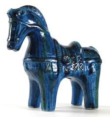 Bitossi Aldo Londi Rimini Blu Horse, Italy, circa 1968