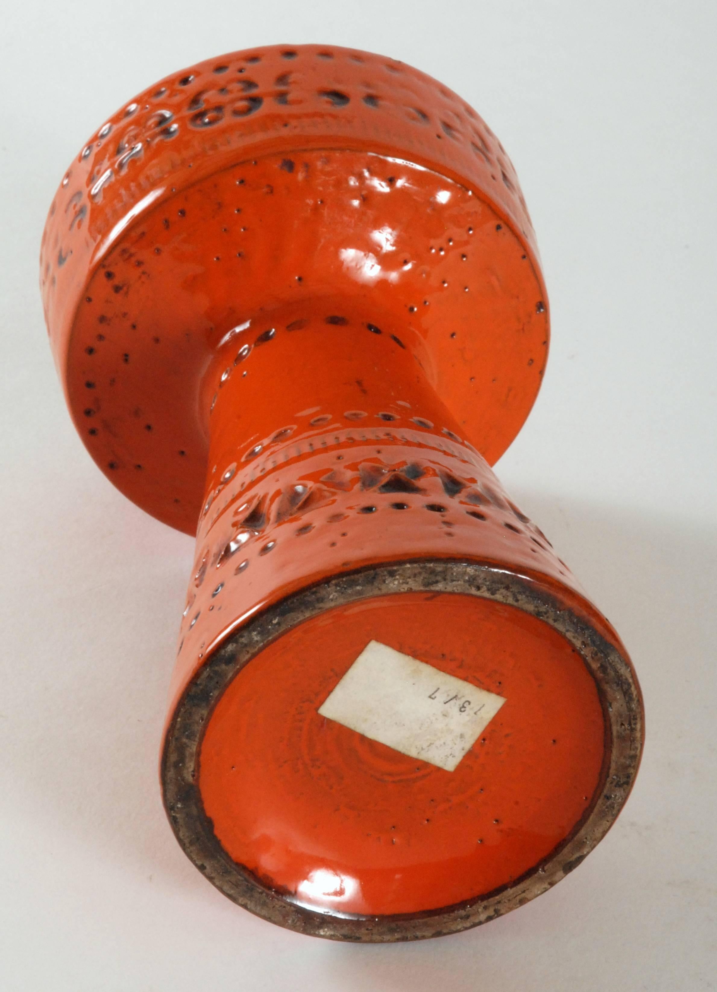 Mid-Century Modern Bitossi Londi Designed Orange Candleholder Italy, circa 1968