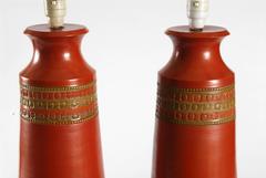 Bitossi Pair of Orange Lamp Bases Italy, circa 1965