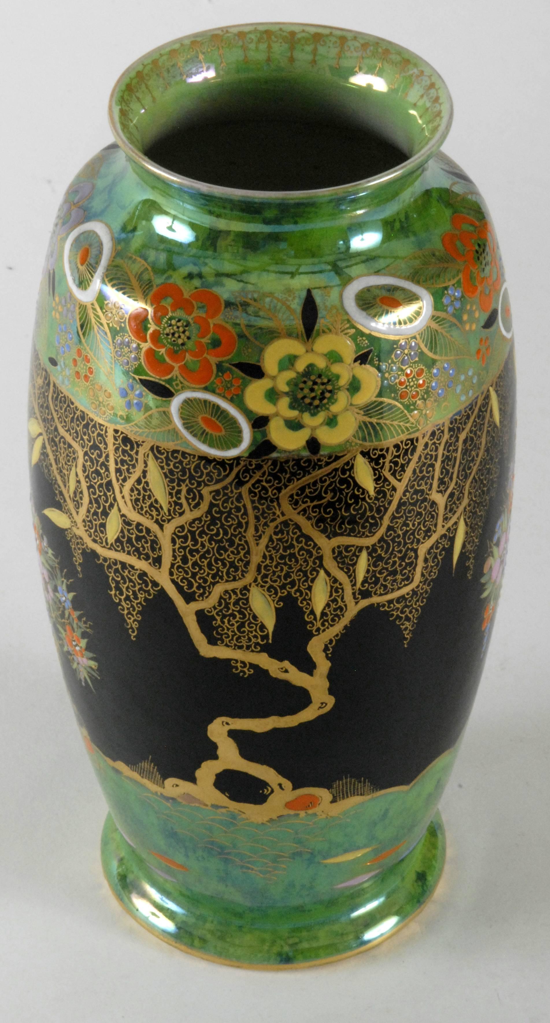 Chinoiserie Carlton Ware Mandarin Tree Vase England, circa 1935 For Sale
