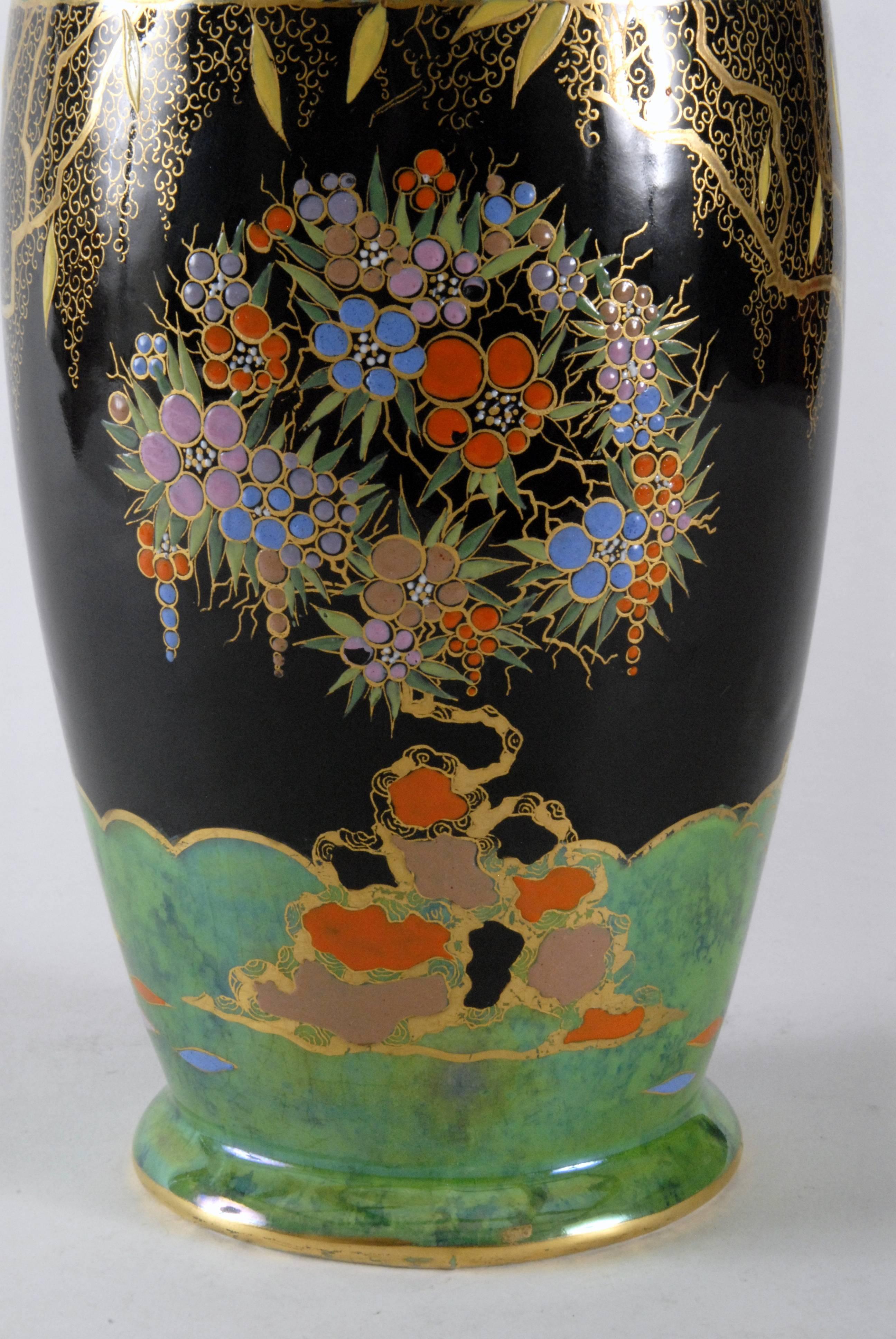 English Carlton Ware Mandarin Tree Vase England, circa 1935 For Sale