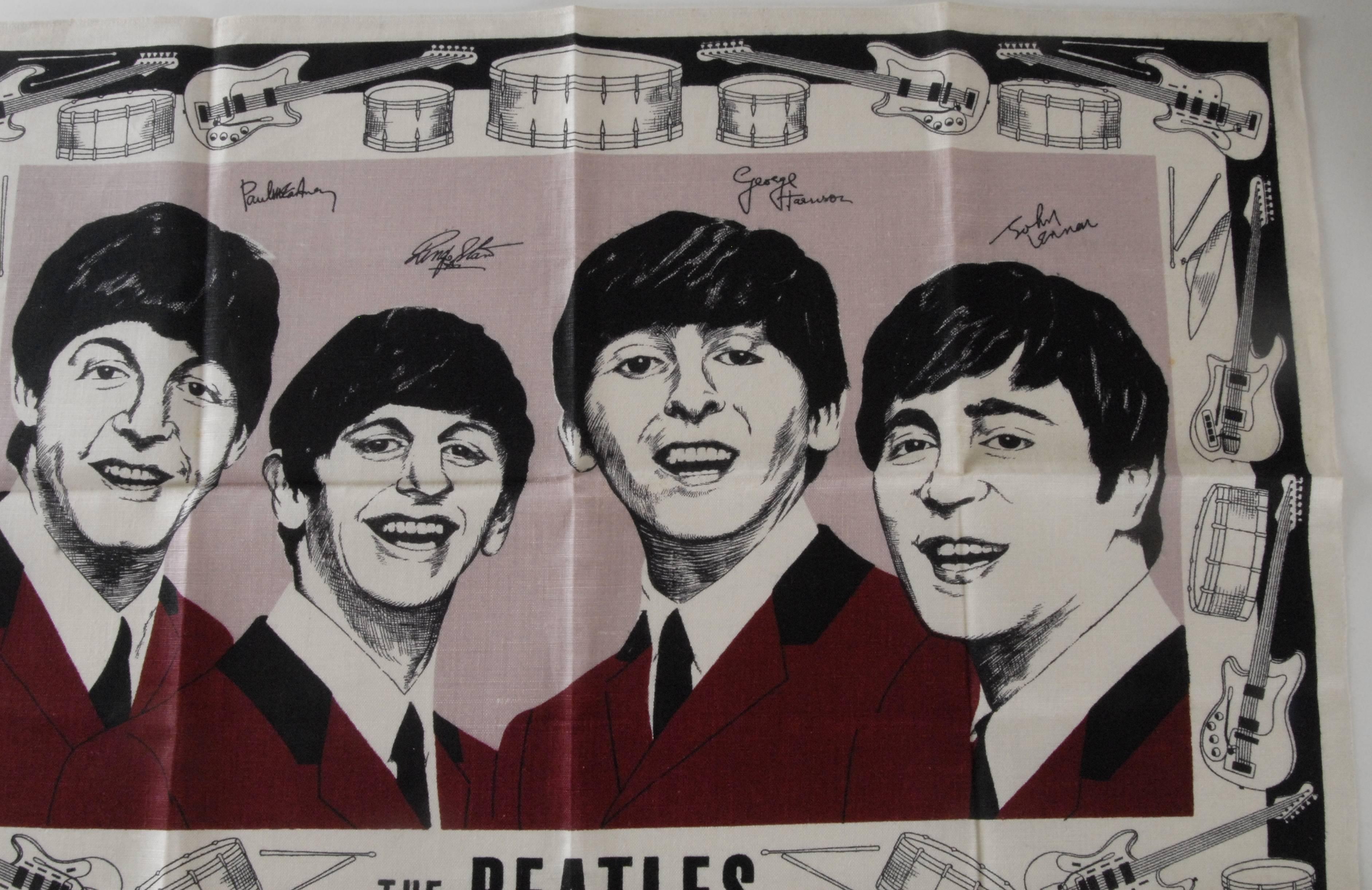Other Beatles Irish Linen Tea Towel Souvenir 1964