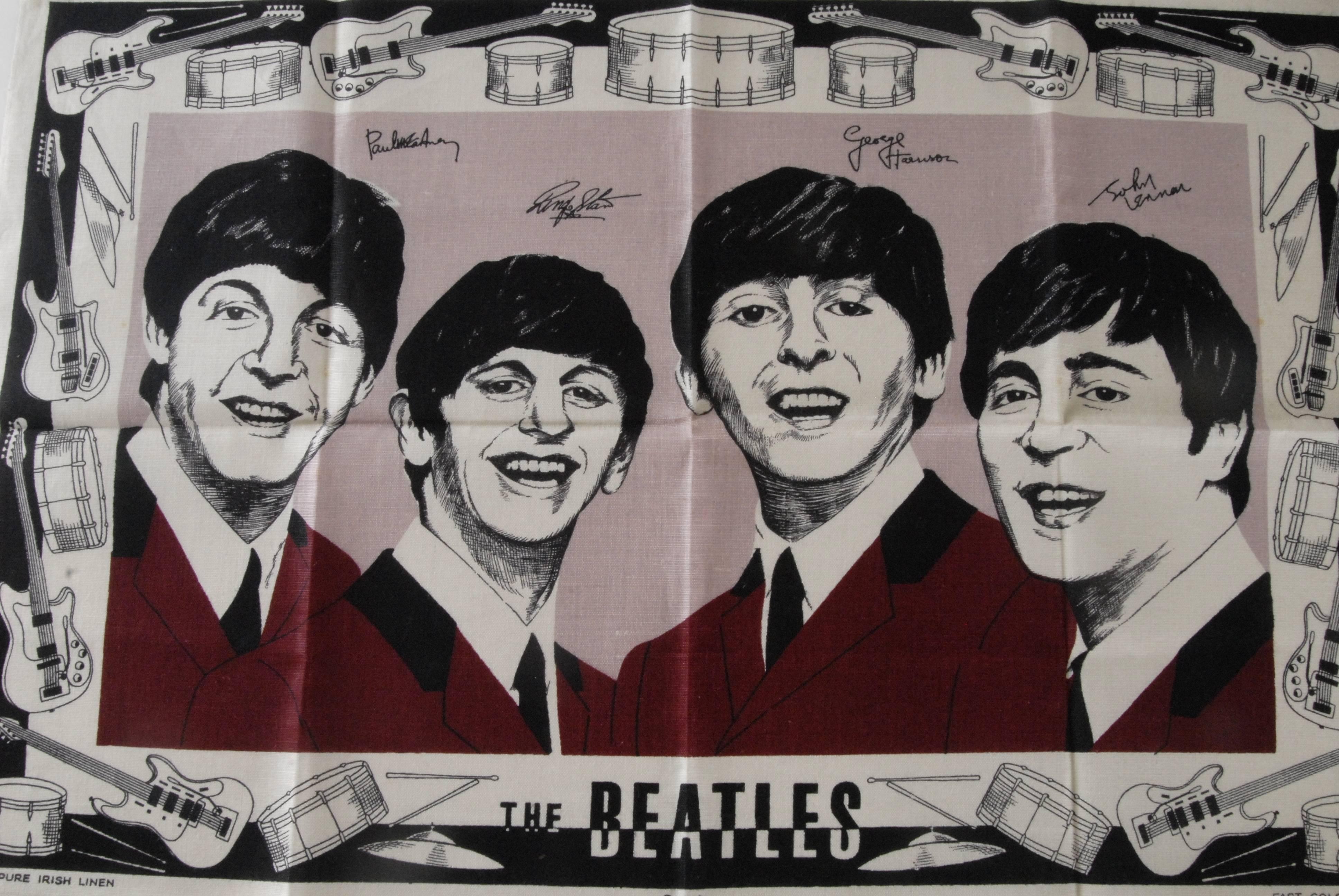 Dyed Beatles Irish Linen Tea Towel Souvenir 1964