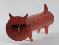 Bitossi Aldo Londi Gatto Rimini Orange, Italy, circa 1965