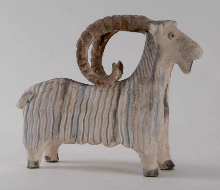 A large matte glaze finished goat or ram by Aldo Londi for Bitossi. Hard to find piece in top condition.