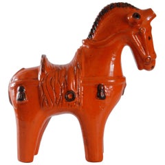 Bitossi Londi Design:: Italien:: um 1968 Orangefarbenes Pferd