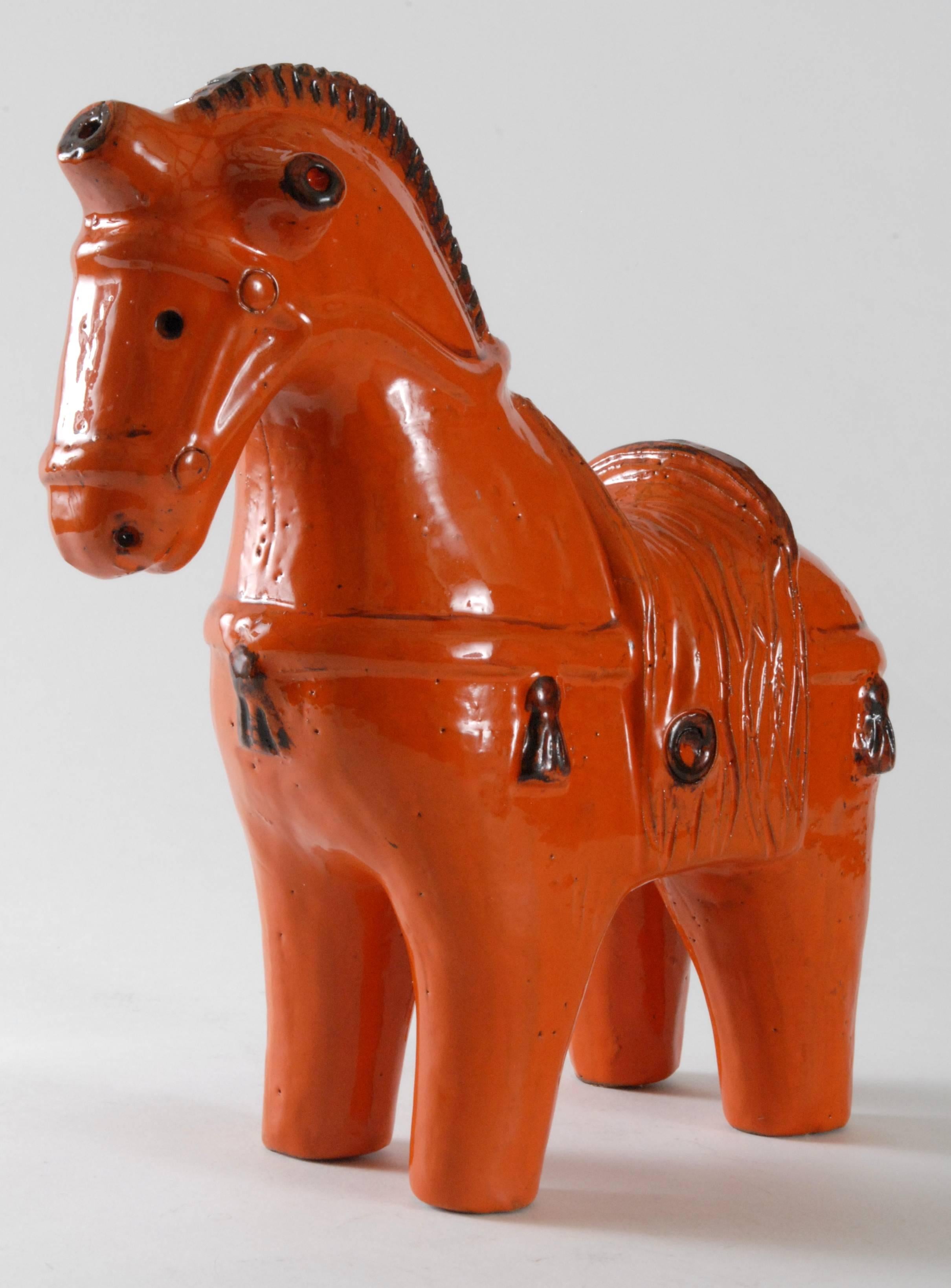 Bitossi Londi Design:: Italien:: um 1968 Orangefarbenes Pferd (Moderne der Mitte des Jahrhunderts)