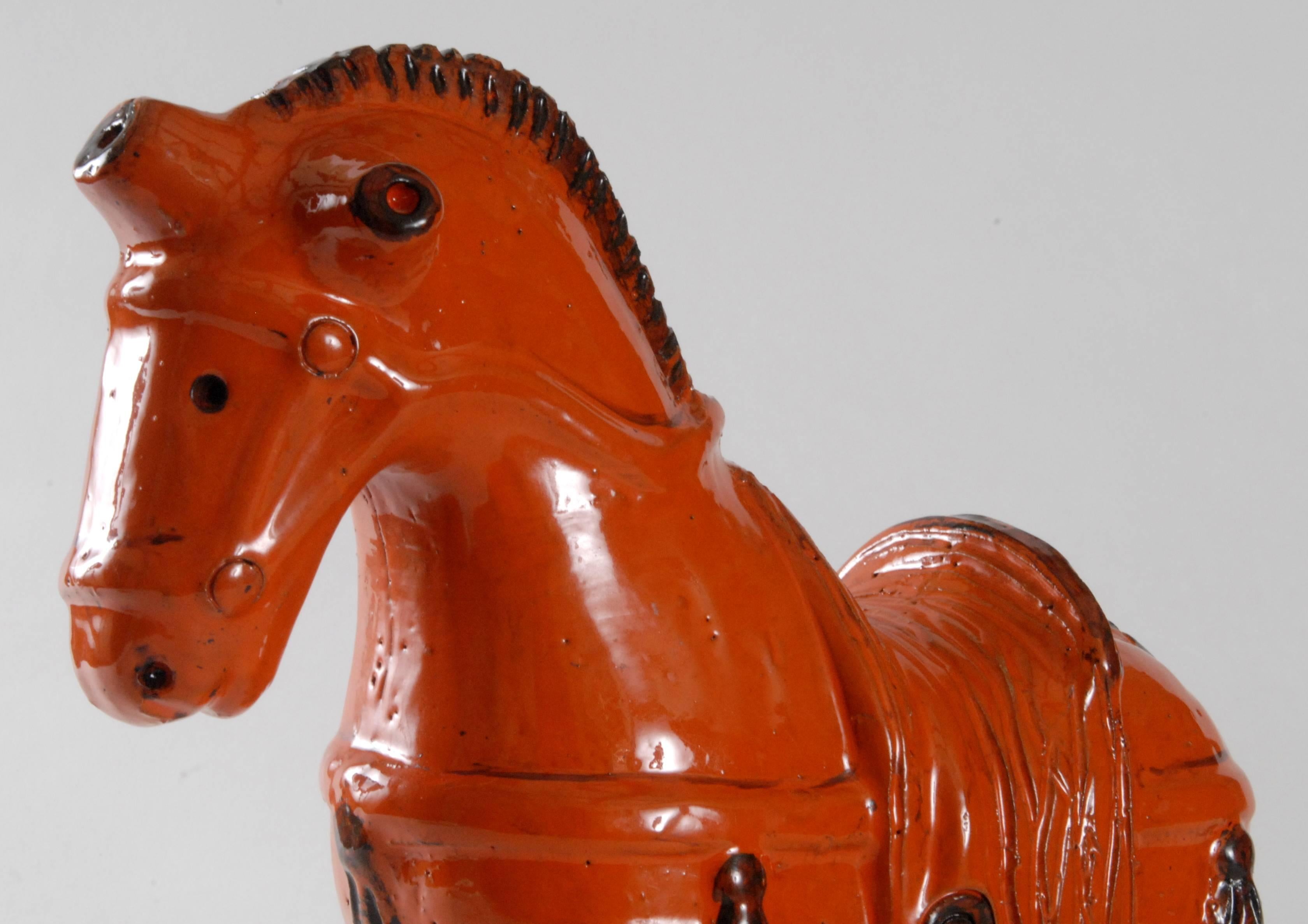 Mid-Century Modern Bitossi Londi Design, Italy, circa 1968 Orange Horse
