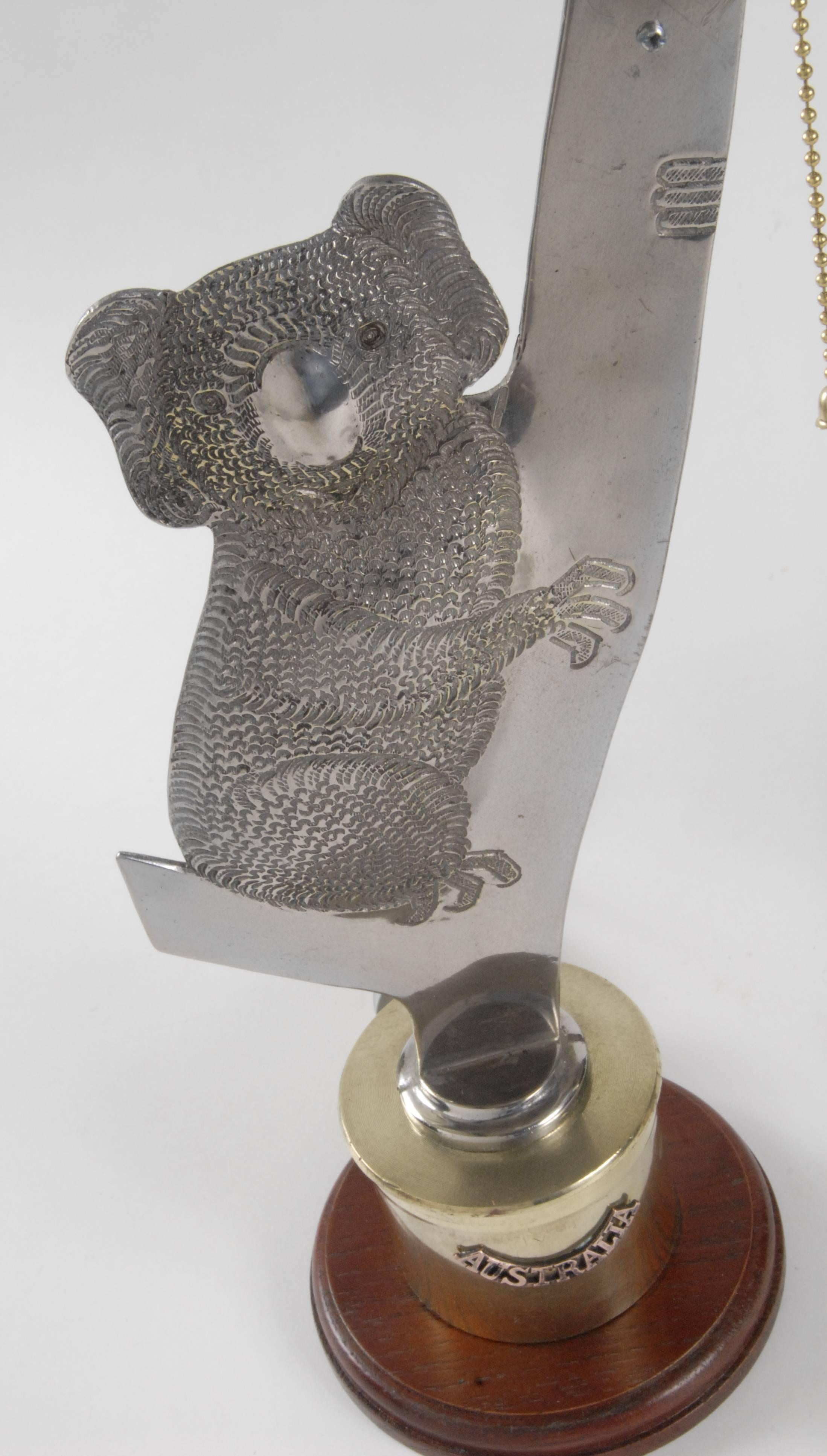 Australian Trench-Art, Shell Casing Pair of Table Lights in the Form of Koalas, 1940 For Sale