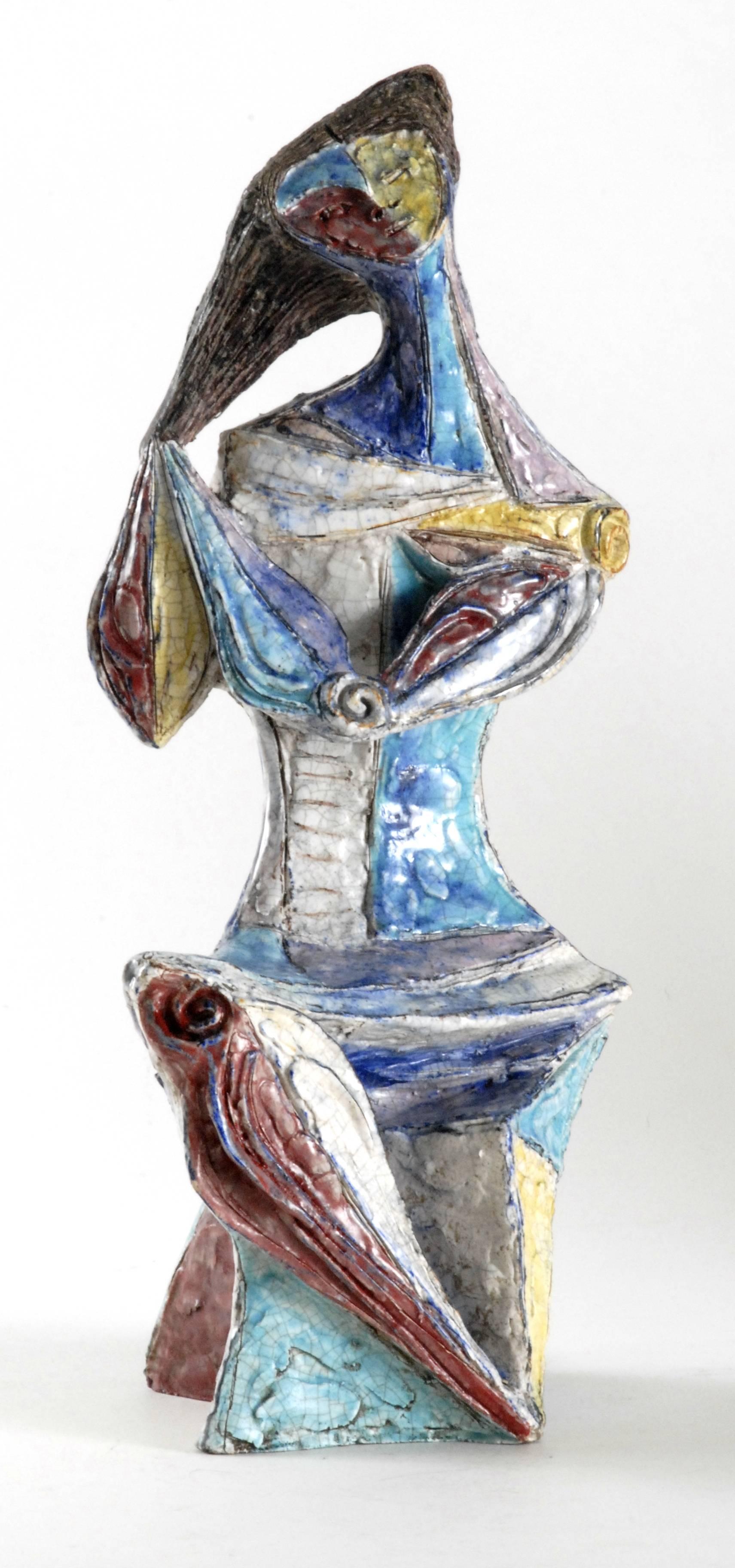 Mid-20th Century Marcello Fantoni Harlequin Female Figure, Italy, circa 1954