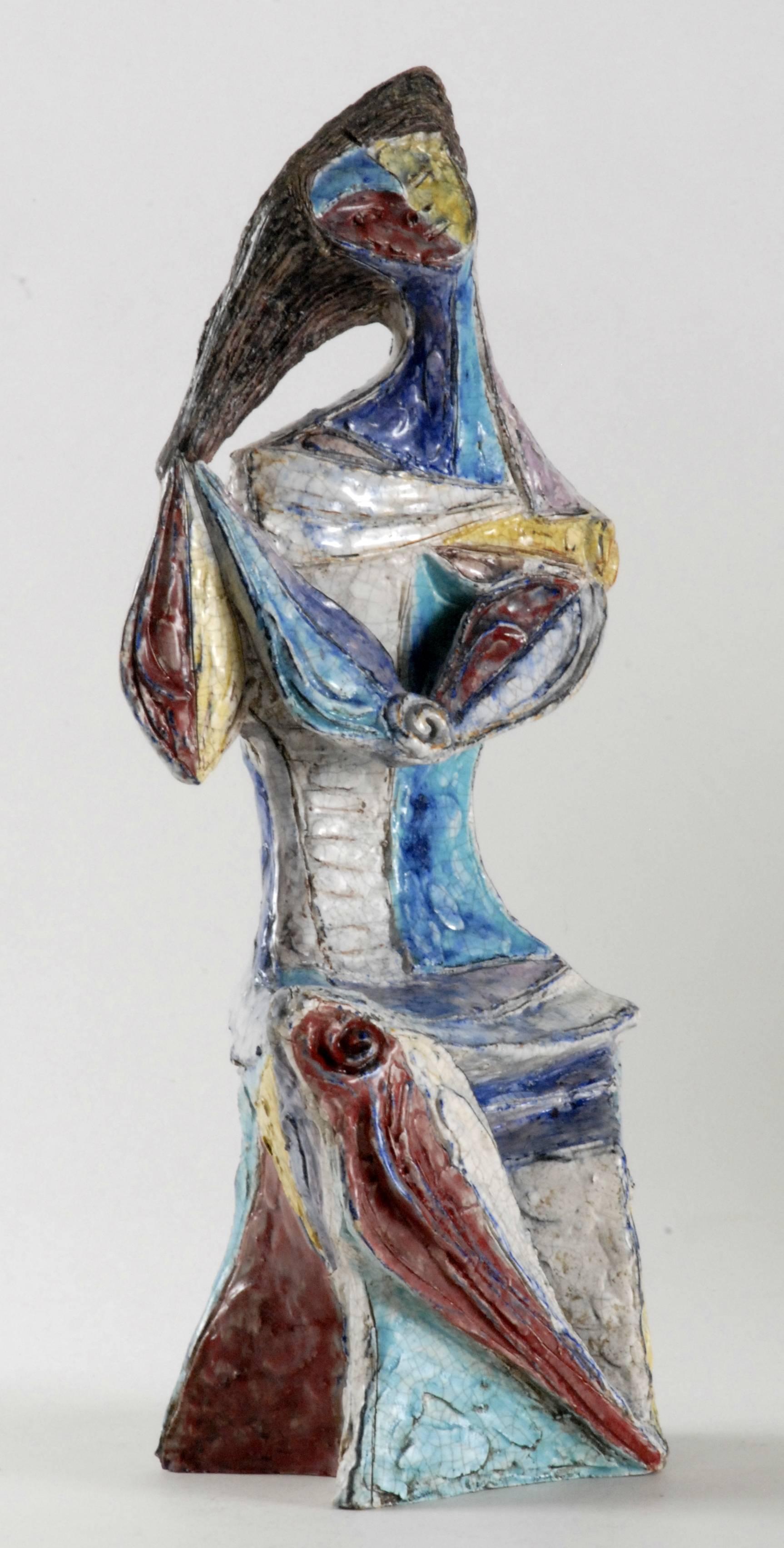Hand-Crafted Marcello Fantoni Harlequin Female Figure, Italy, circa 1954