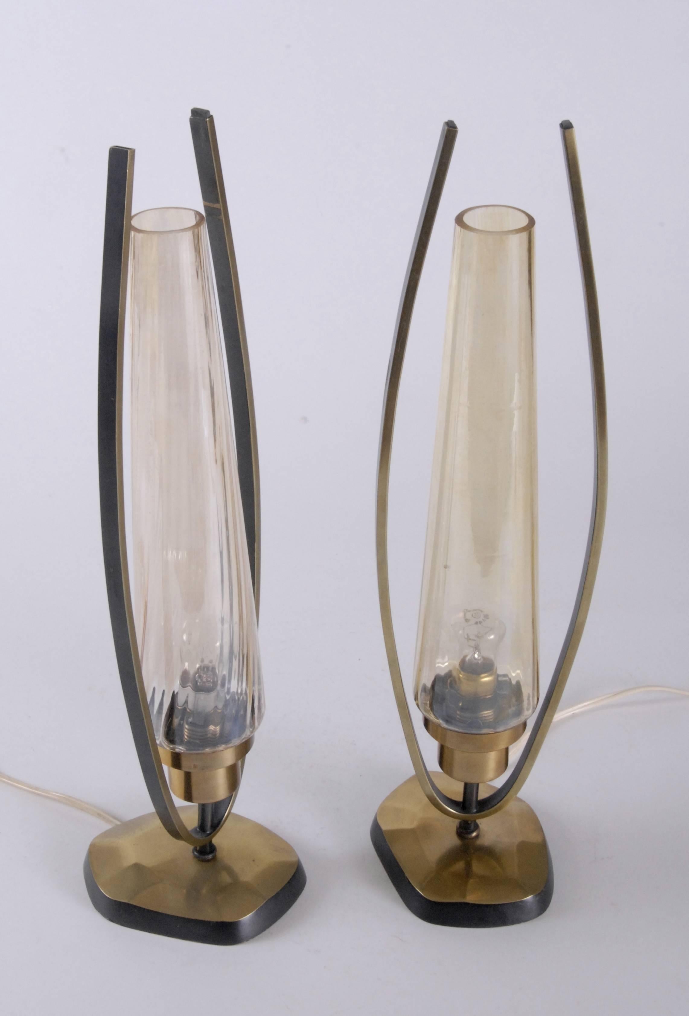 French Art Deco Pair of Table Lights, France, circa 1930