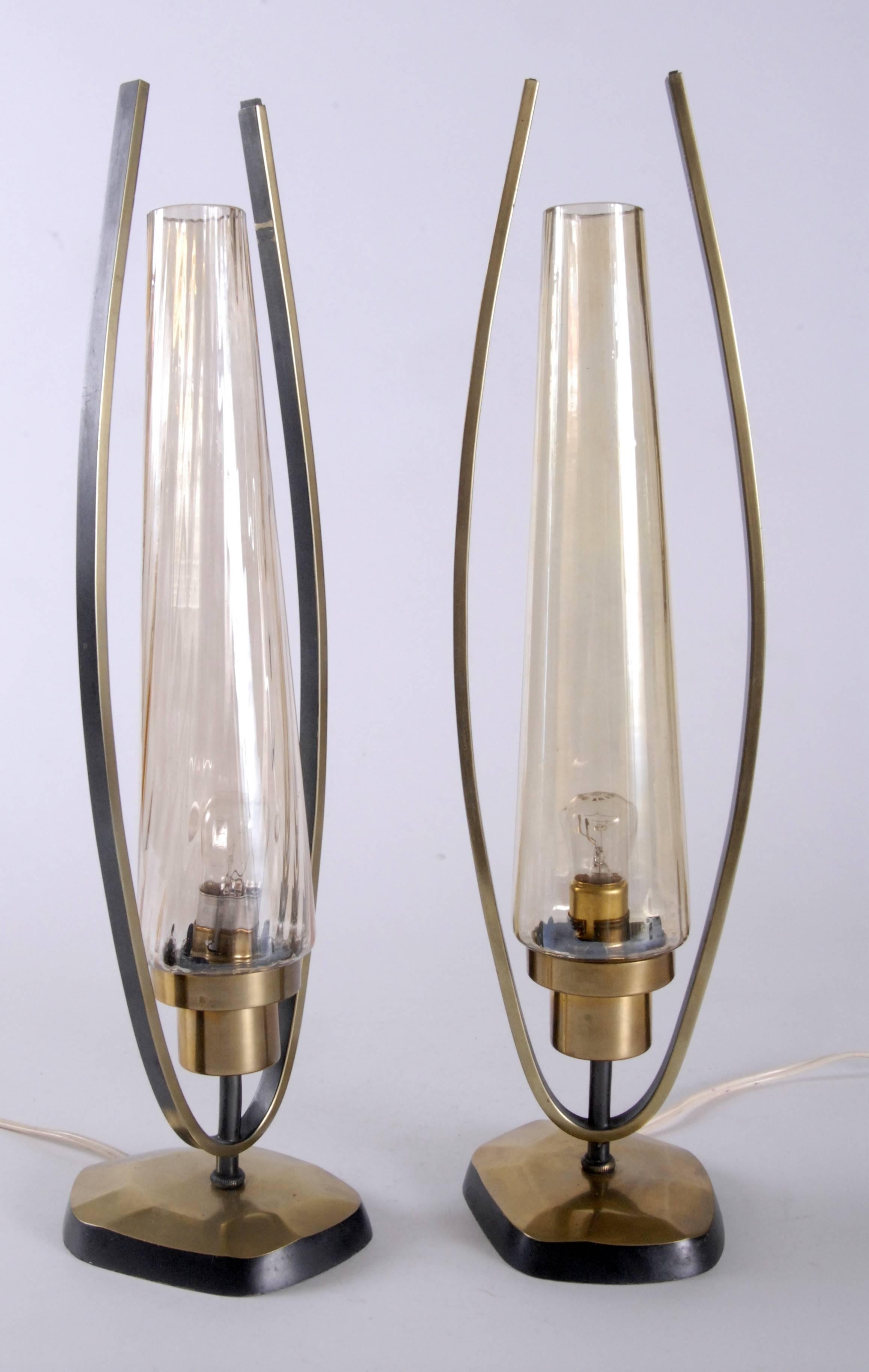 Cast Art Deco Pair of Table Lights, France, circa 1930