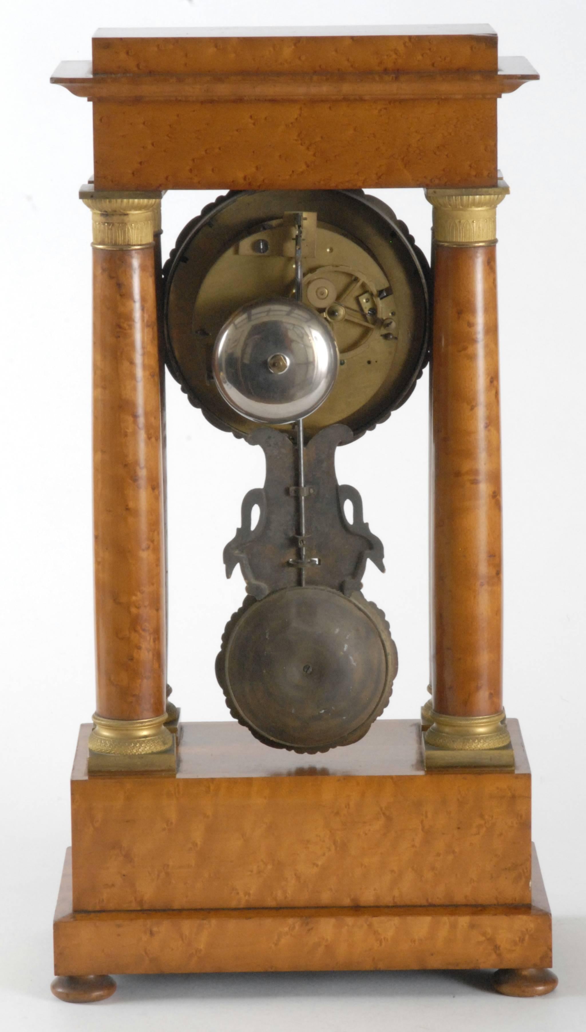 French Portico Timber Clock, circa 1815 In Good Condition For Sale In Pymble, NSW