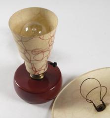 American Fibreglass Table Lamp Ceramic Base with Pink Thread Decoration