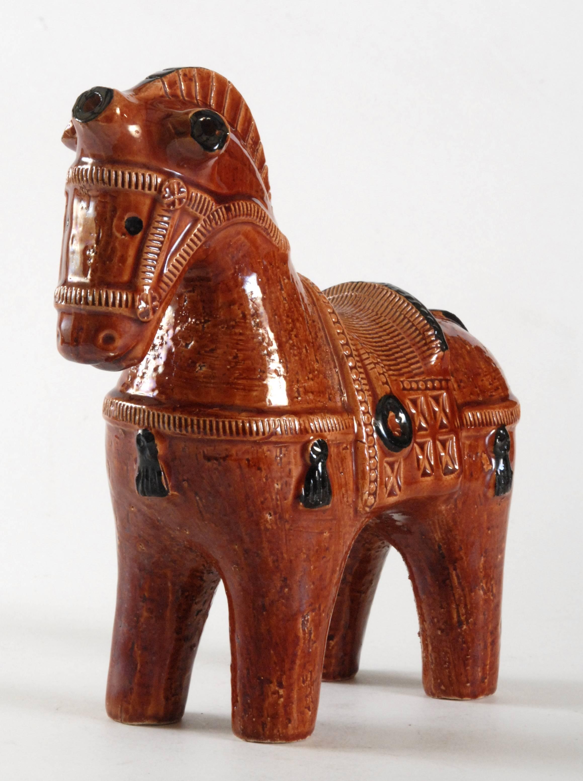 Mid-Century Modern Bitossi Londi Stylised Horse in 'Terra Rossa' Glaze, Italy, circa 1965