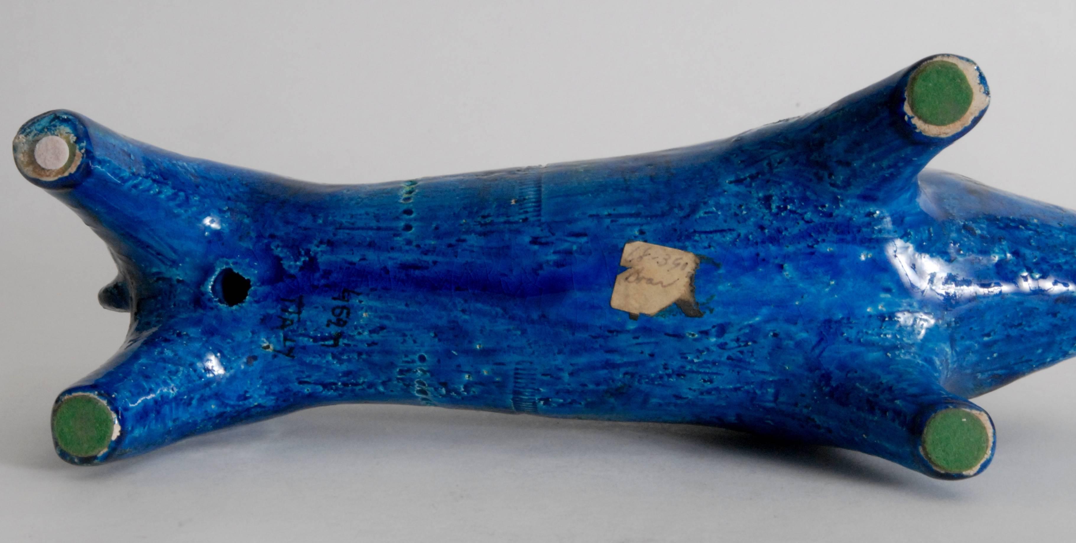 Mid-Century Modern Bitossi Rimini Blu Boar, Italy, circa 1965