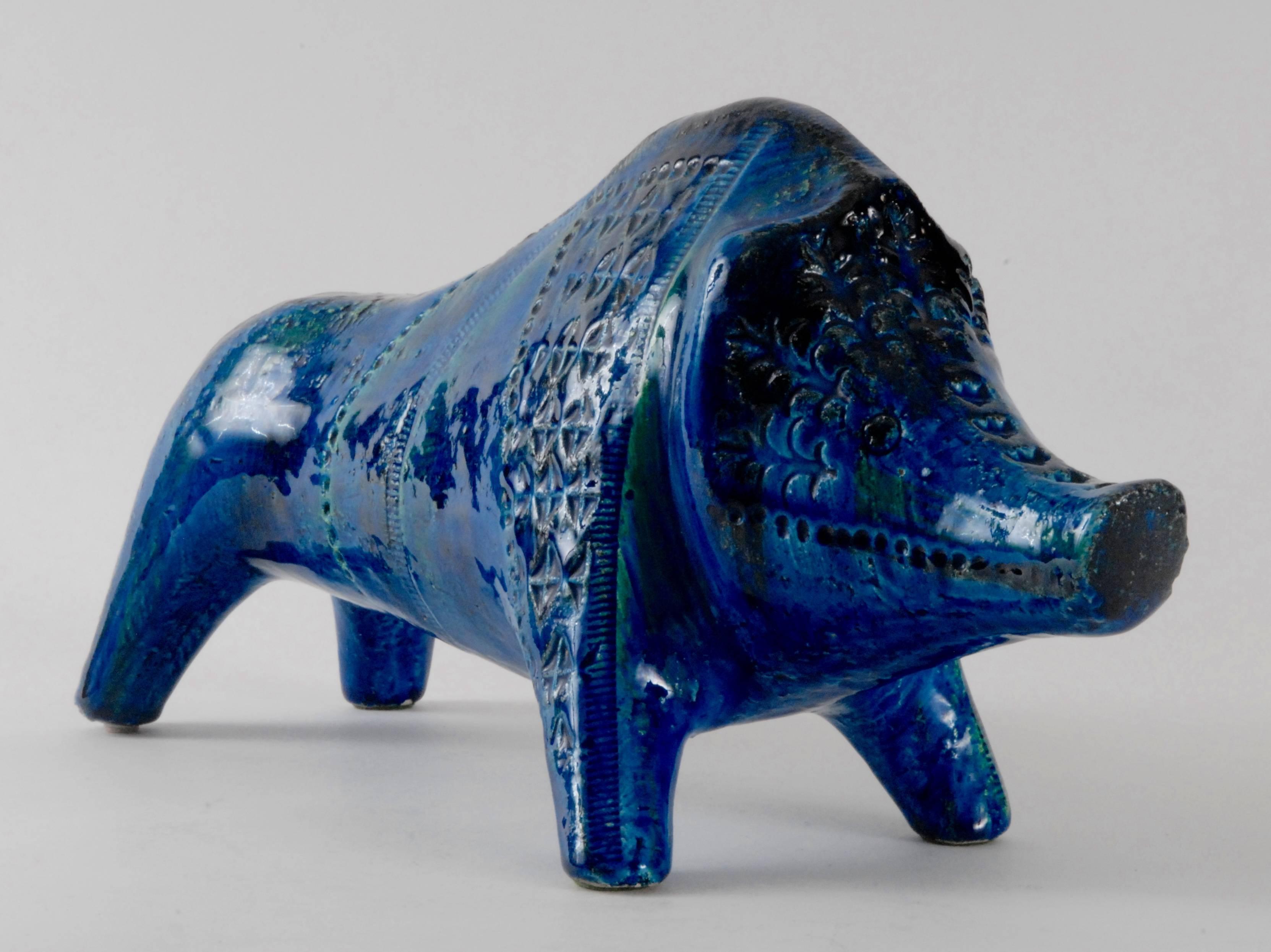 Italian Bitossi Rimini Blu Boar, Italy, circa 1965