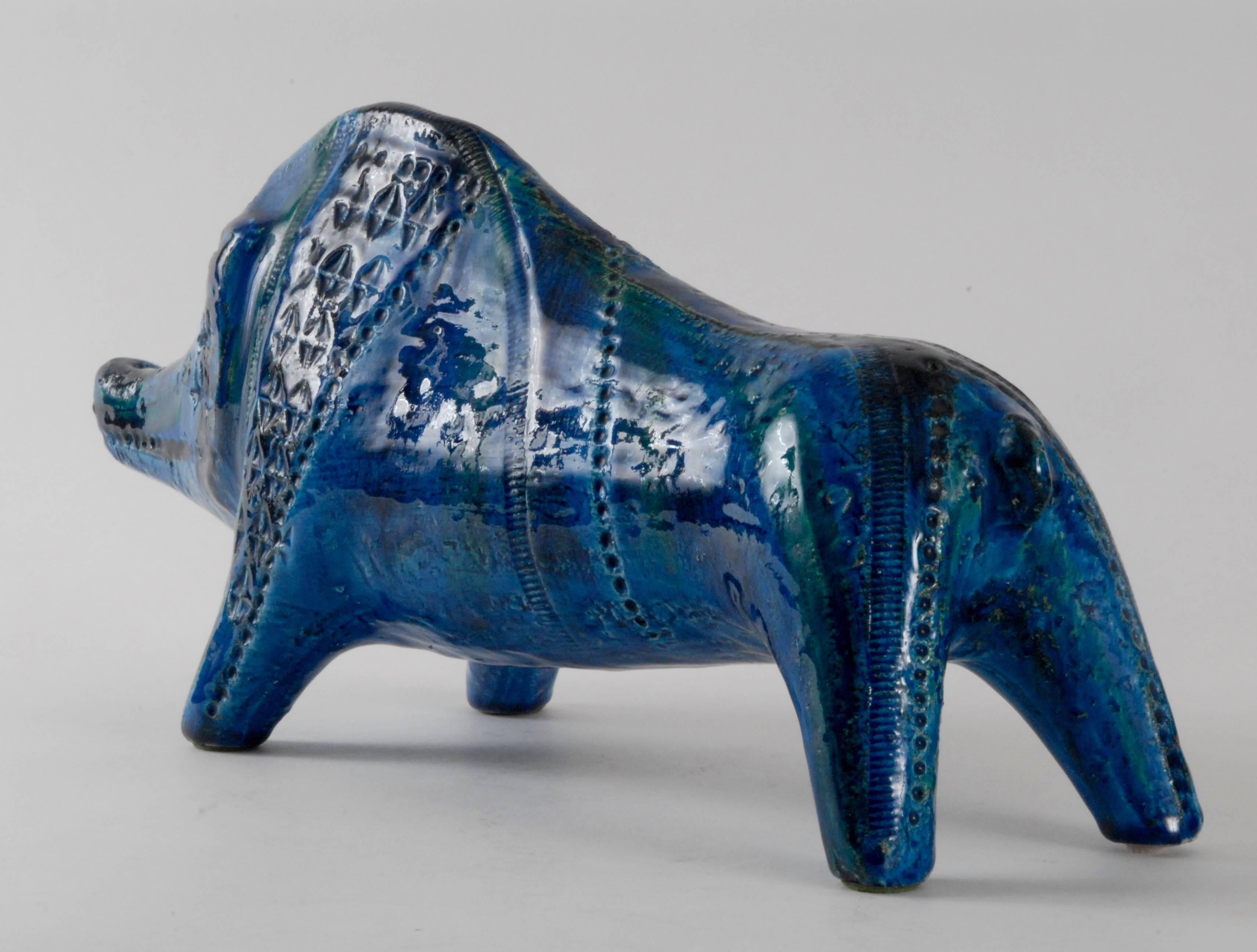 Hand-Crafted Bitossi Rimini Blu Boar, Italy, circa 1965