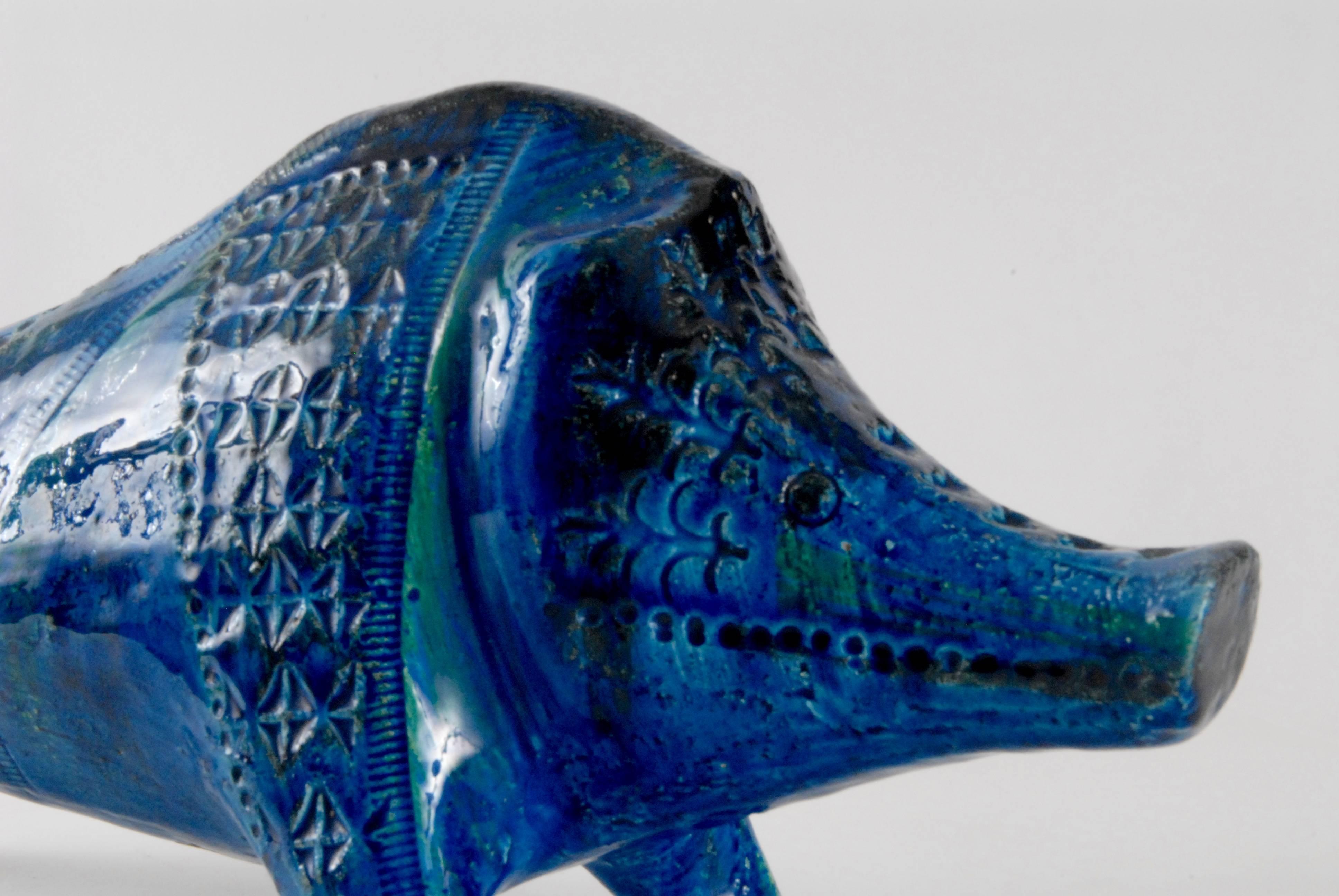Bitossi Rimini Blu Boar, Italy, circa 1965 In Excellent Condition In Pymble, NSW