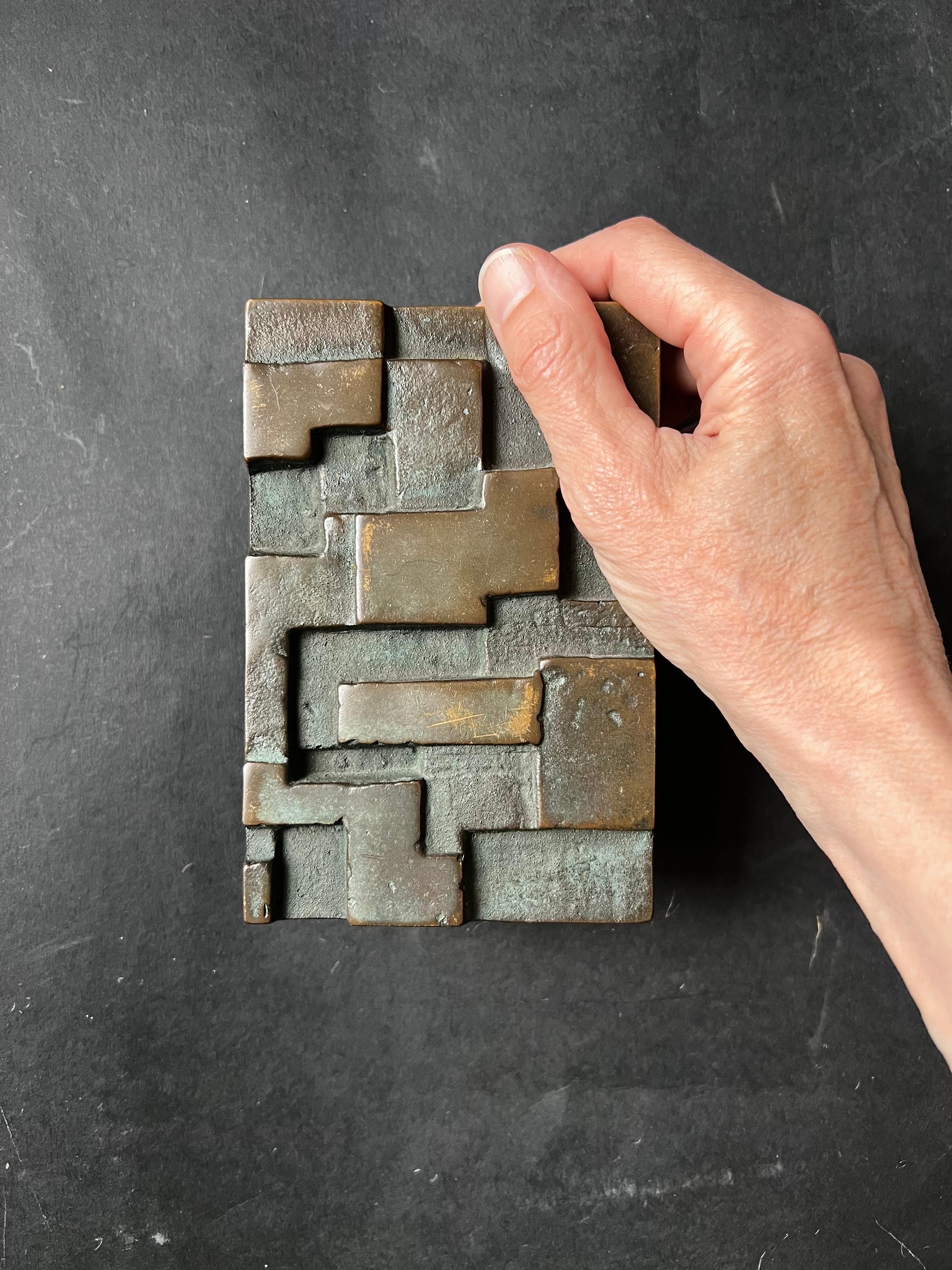 Bronze Push-Pull Door Handle with Raised Geometric Design 5