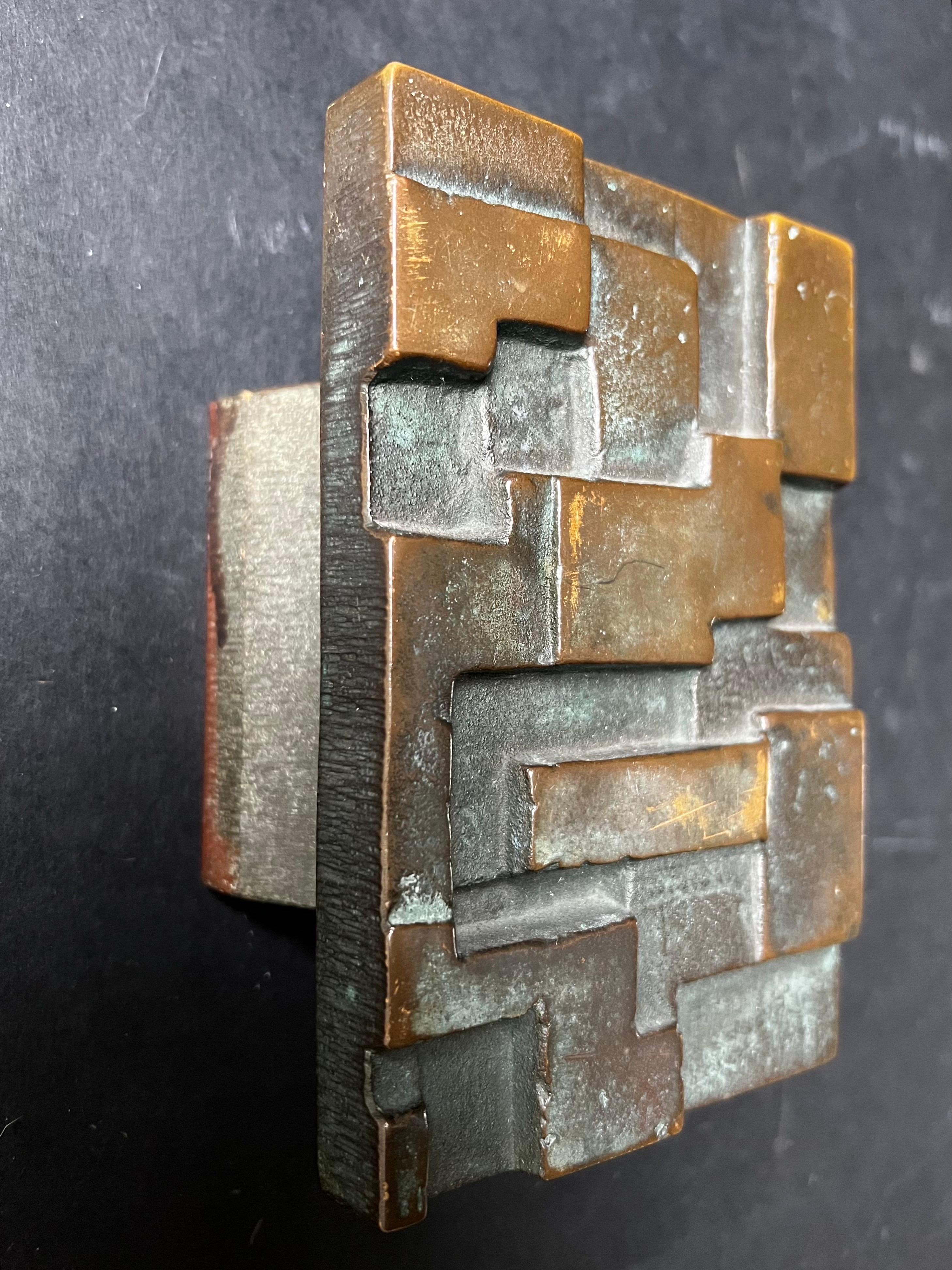Bronze Push-Pull Door Handle with Raised Geometric Design 4