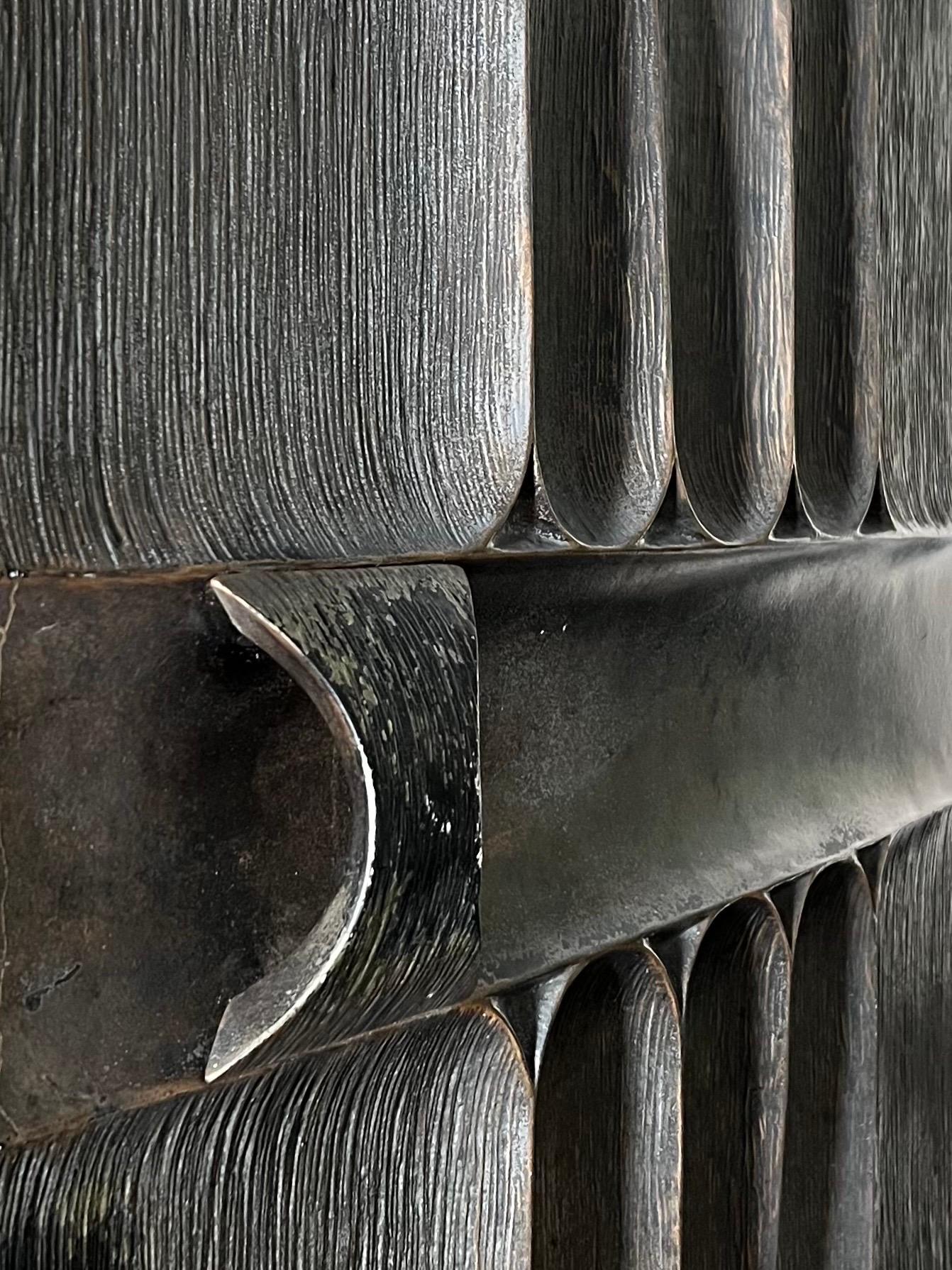 Brutalist Aluminium Door Panel with Antique Bronze Finish In Fair Condition For Sale In London, GB