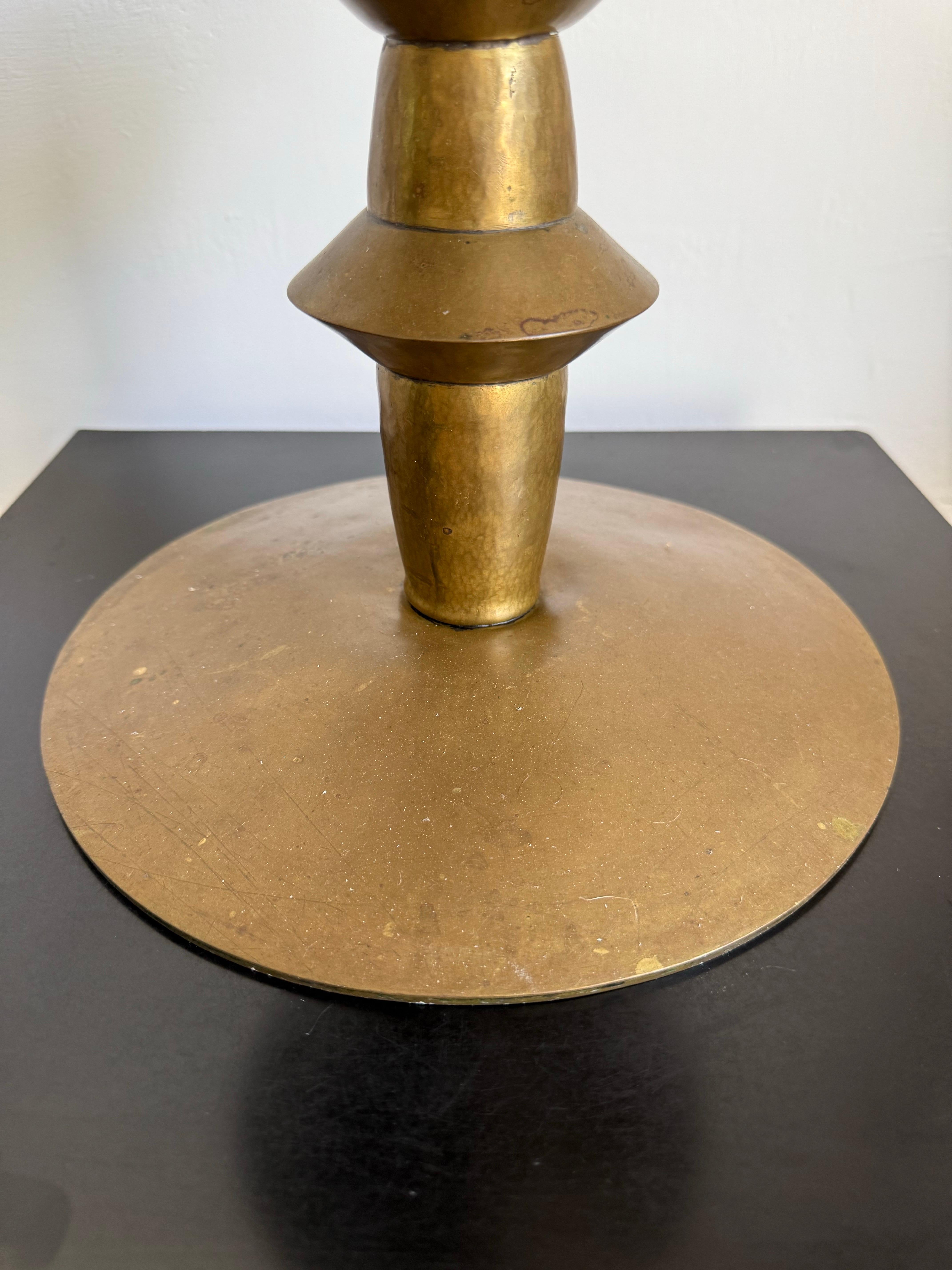 Pair of Large Art Deco Brass Candleholders For Sale 2