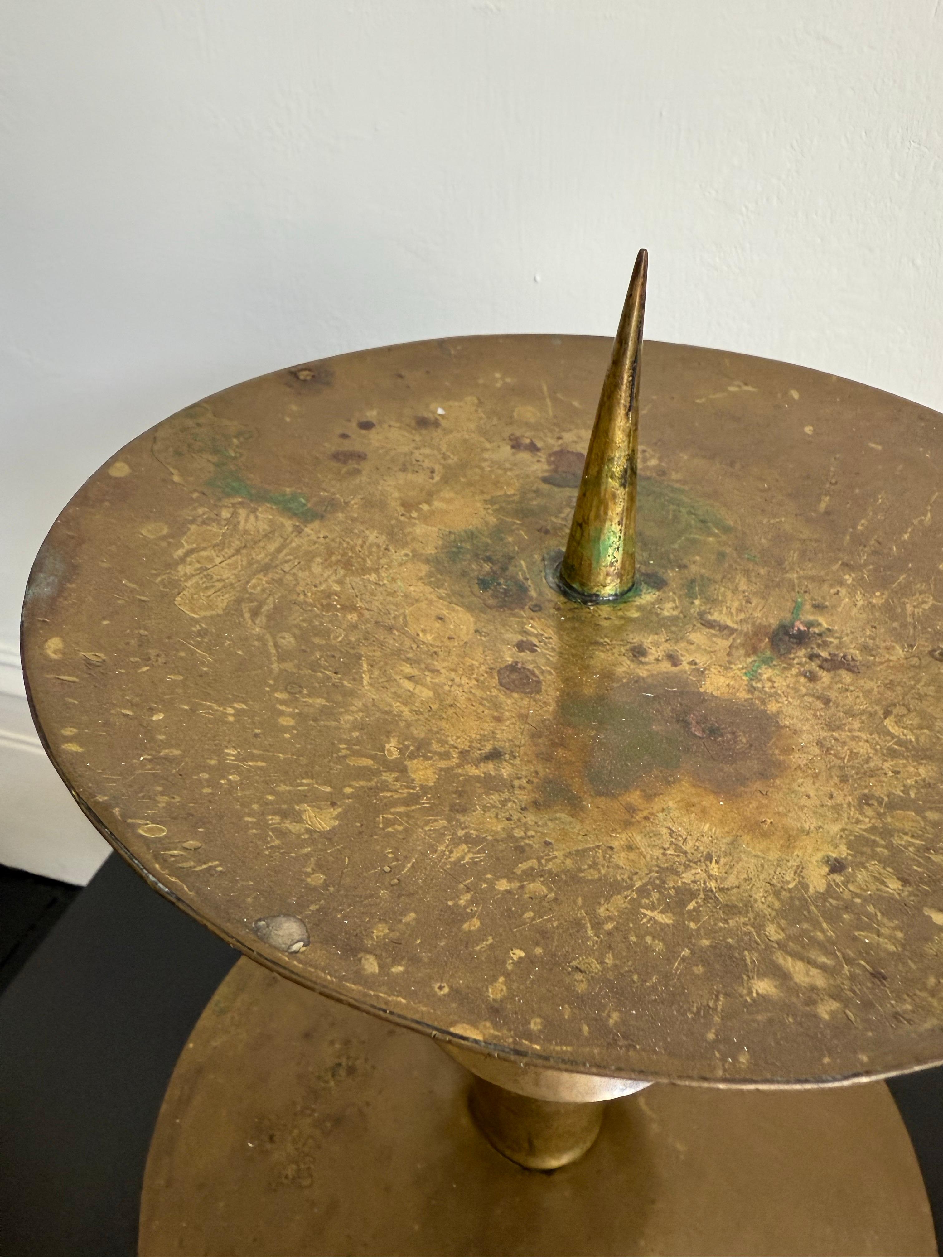 Pair of Large Art Deco Brass Candleholders For Sale 5