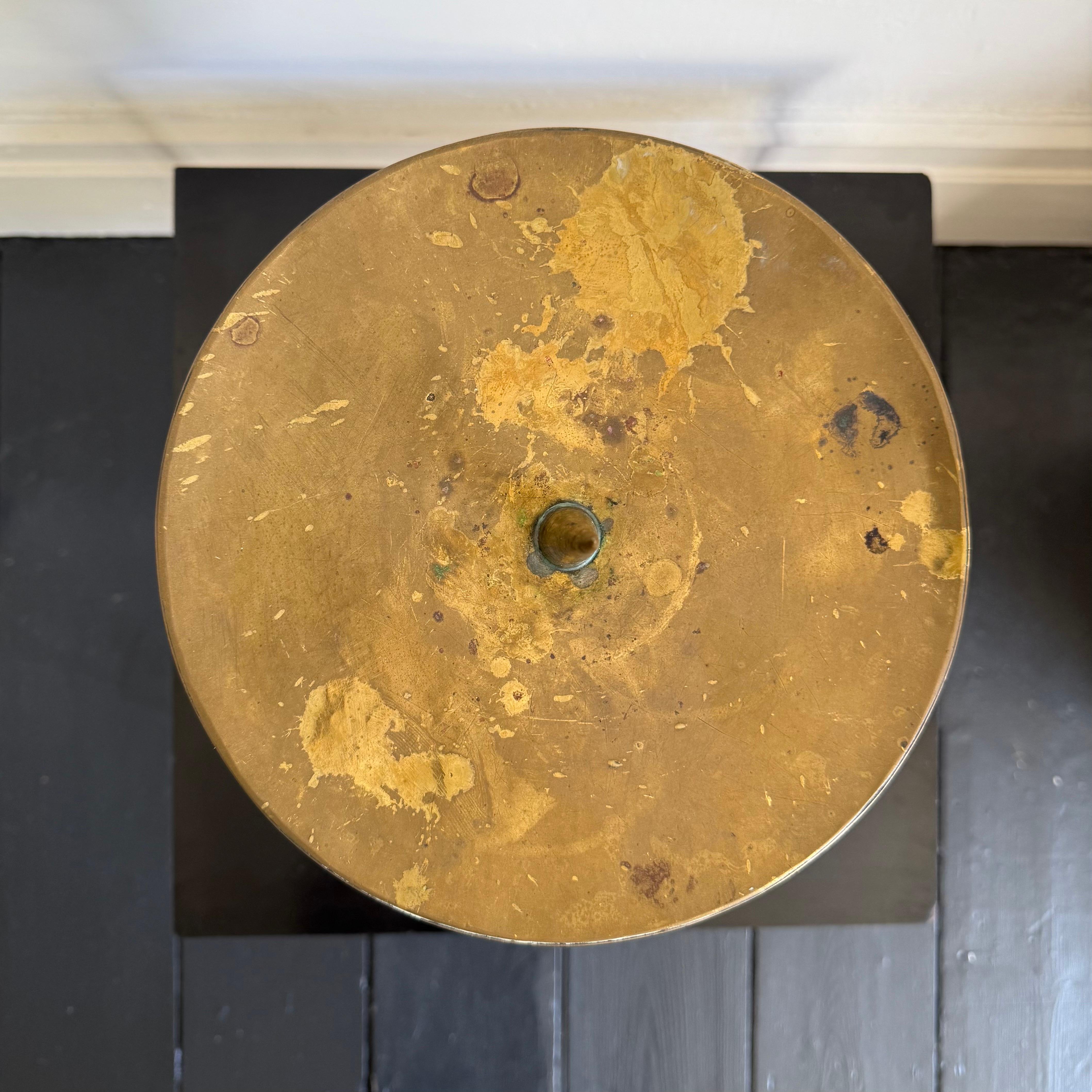 Pair of Large Art Deco Brass Candleholders For Sale 9
