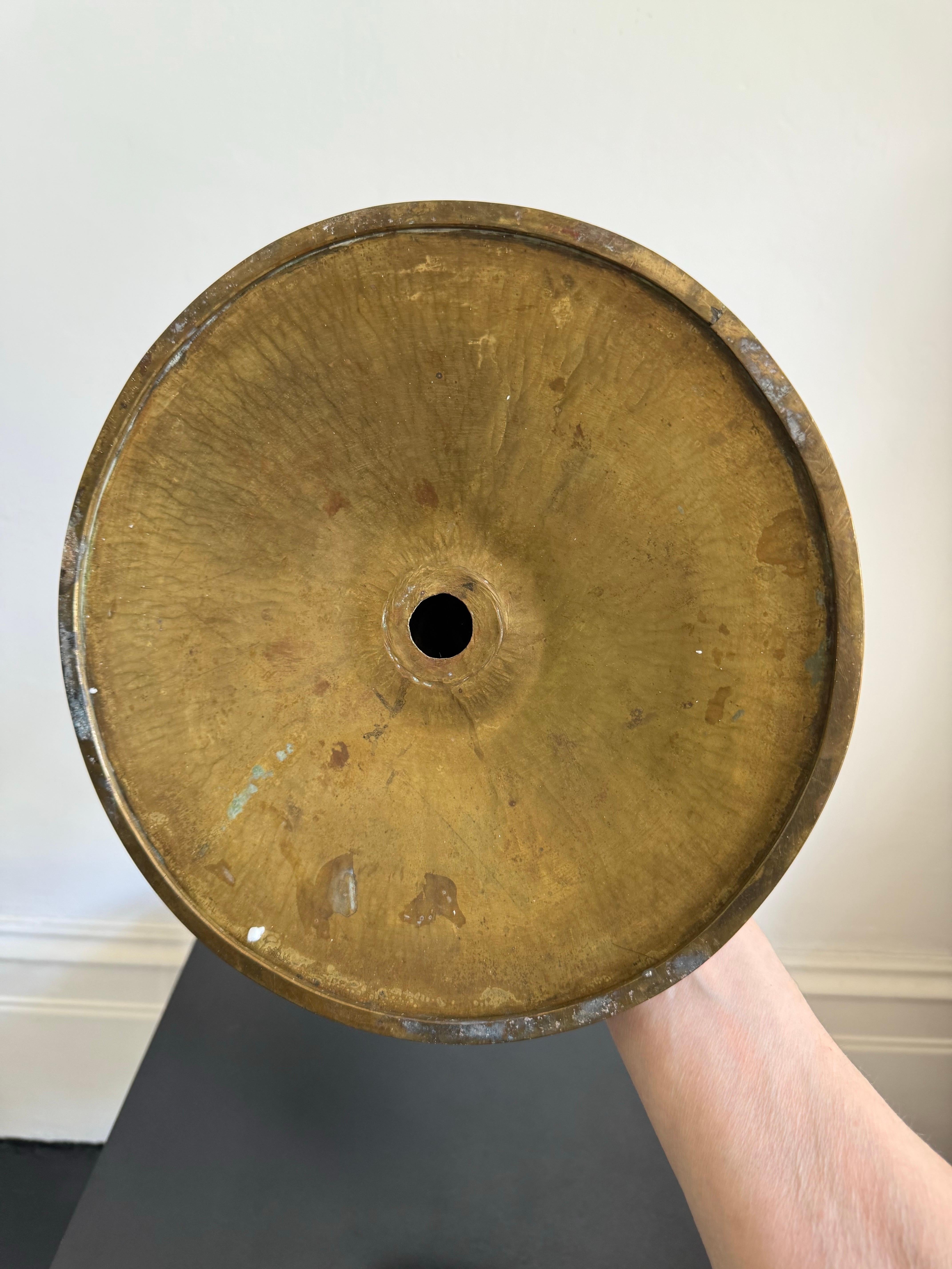 Pair of Large Art Deco Brass Candleholders For Sale 8