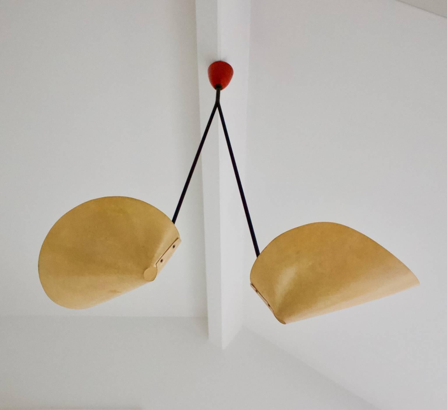 Mid-Century Modern Architectural Pendant Light with Scooped Shades, 1950s