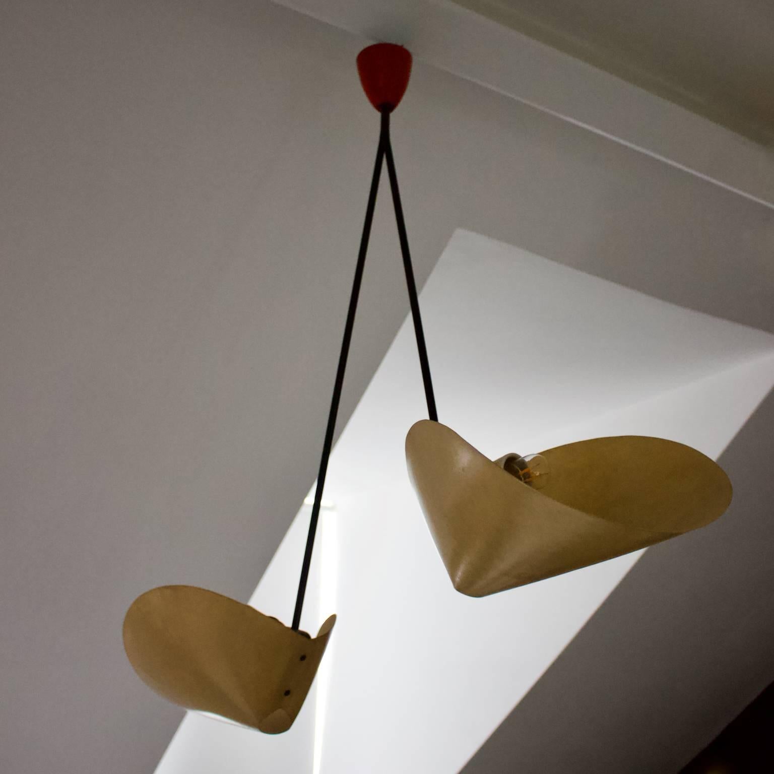 Architectural Pendant Light with Scooped Shades, 1950s 4