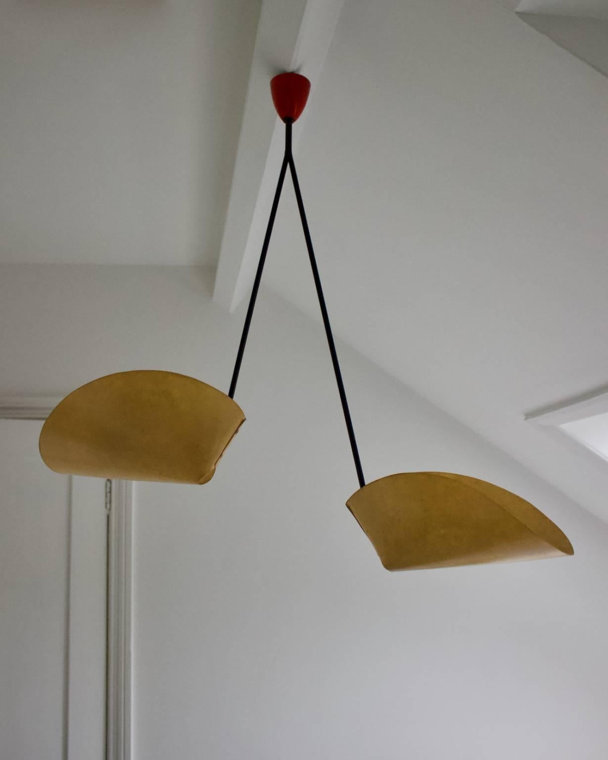 Architectural Pendant Light with Scooped Shades, 1950s 5