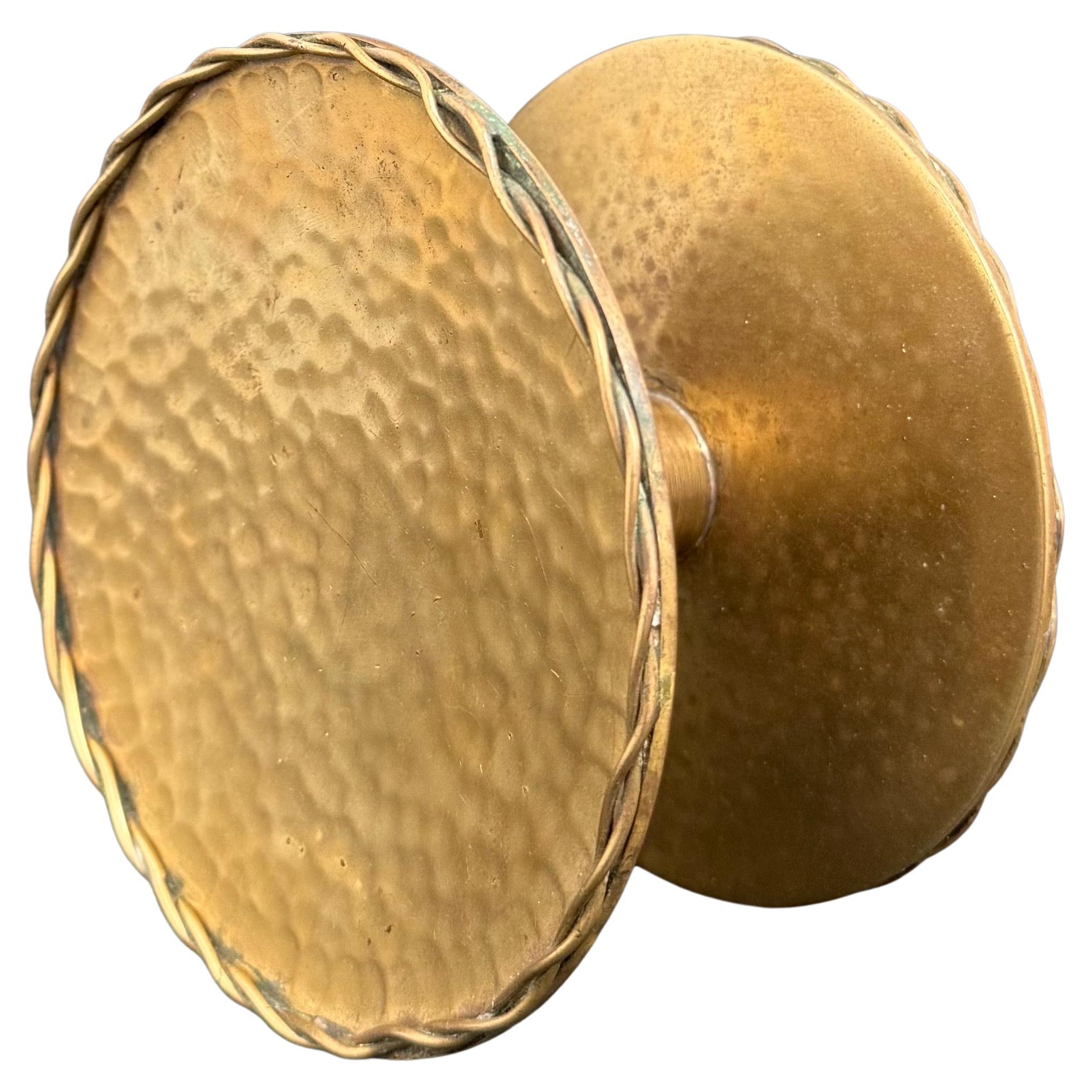 Circular Push-Pull Door Handle in Brass, Mid-20th Century, France