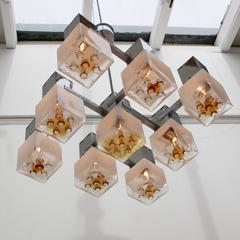Modernist Chandelier with Mazzega Glass Cubes, 1970s
