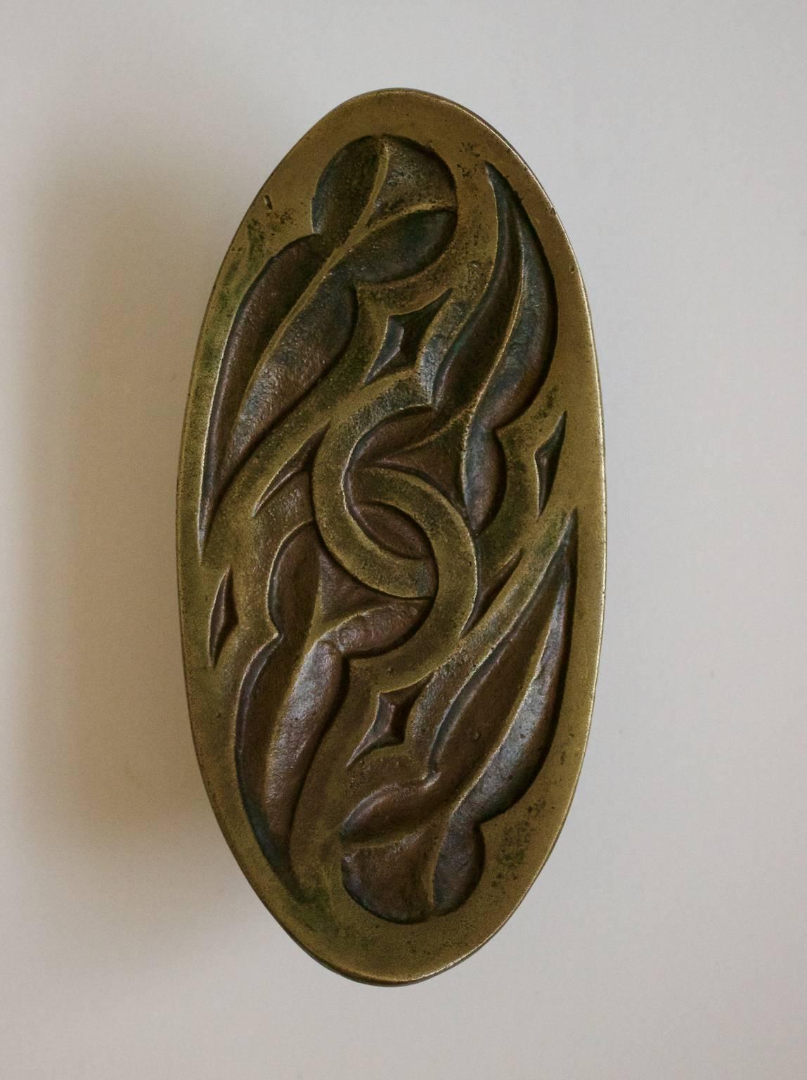 Mid-Century Modern Set of Curved Bronze Door Handles, Italy