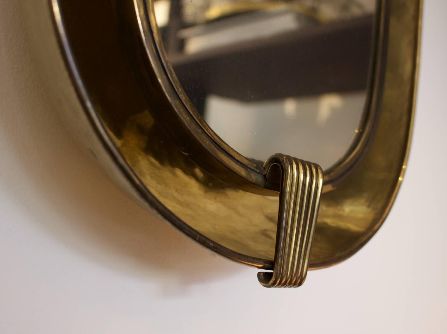 Art Deco Backlit Brass Mirror, European In Good Condition In London, GB