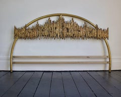 Brutalist Bronze Sculpture on Steel Headboard by Frigerio, Italy, 1960s