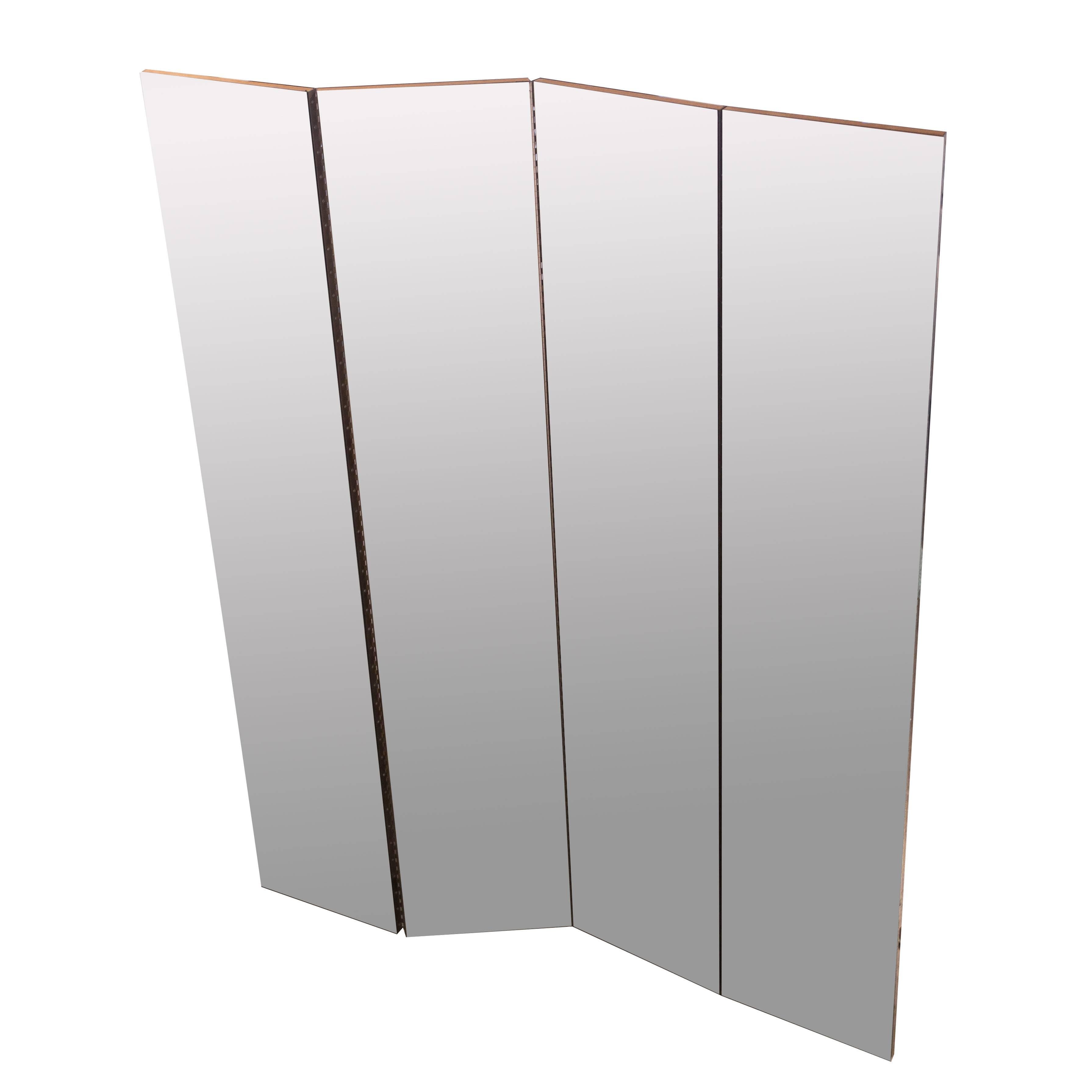 Four-Panel Mirrored Room Divider