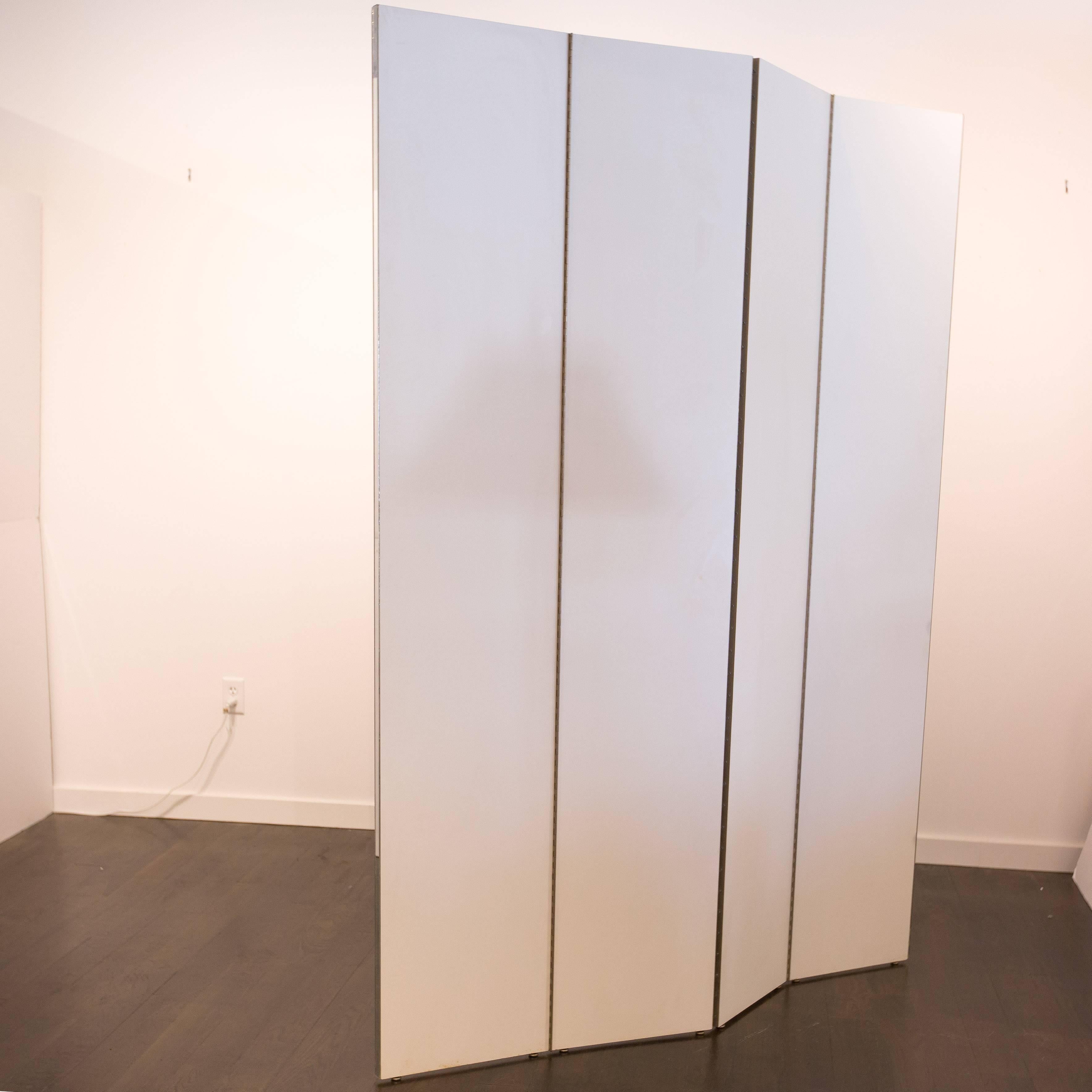 Contemporary Four-Panel Mirrored Room Divider
