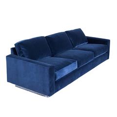 Cy Mann Sofa in Grey Blue Velvet